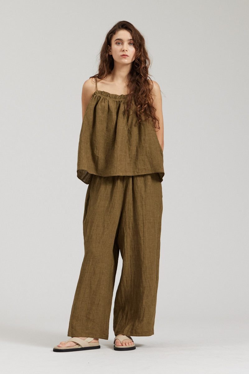 Linen Ruffle Tank