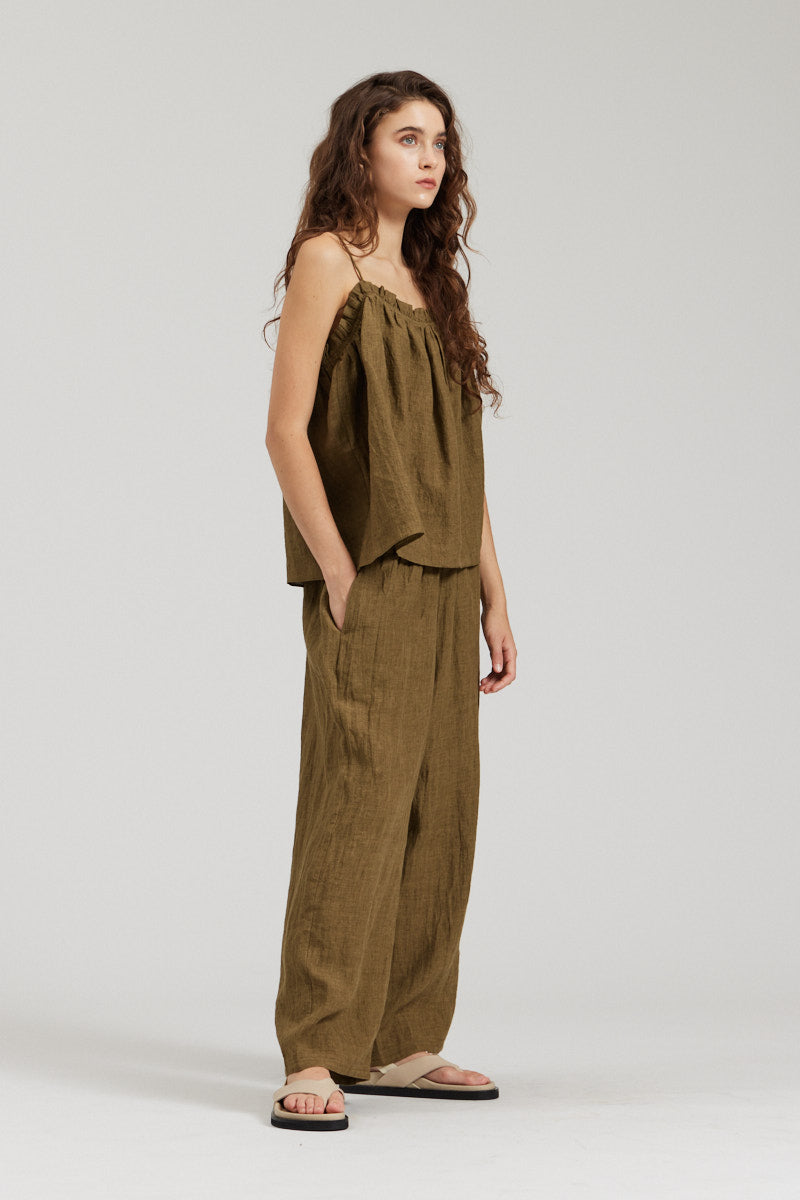 Linen Ruffle Tank