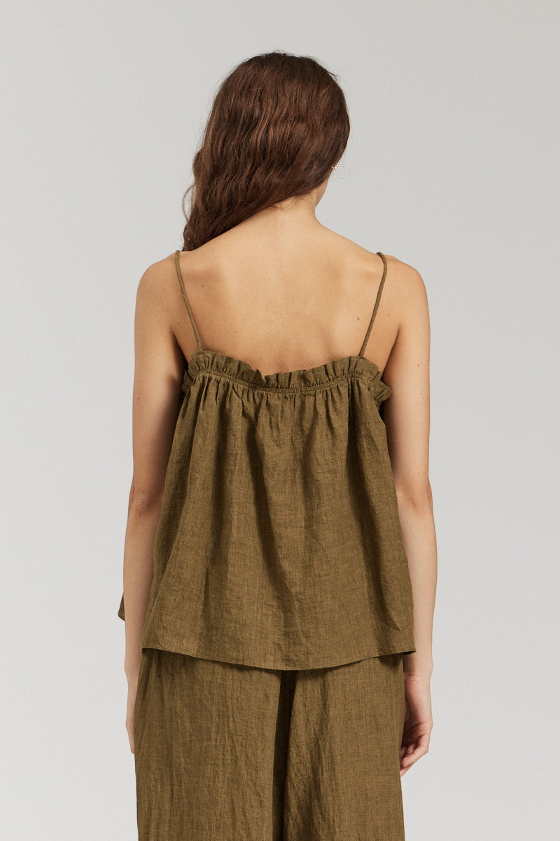 Linen Ruffle Tank