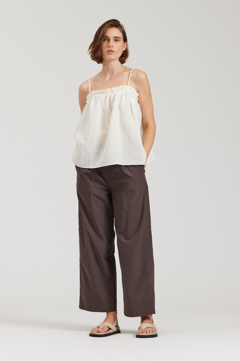 Linen Ruffle Tank