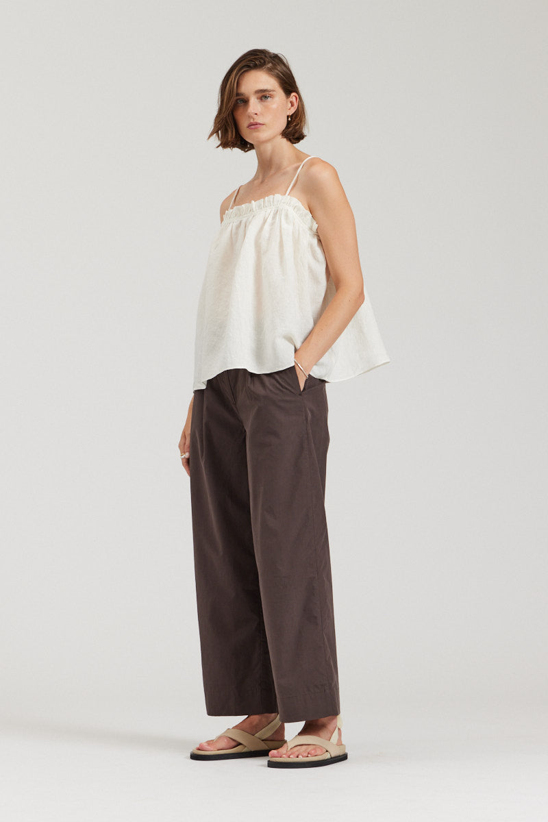 Linen Ruffle Tank