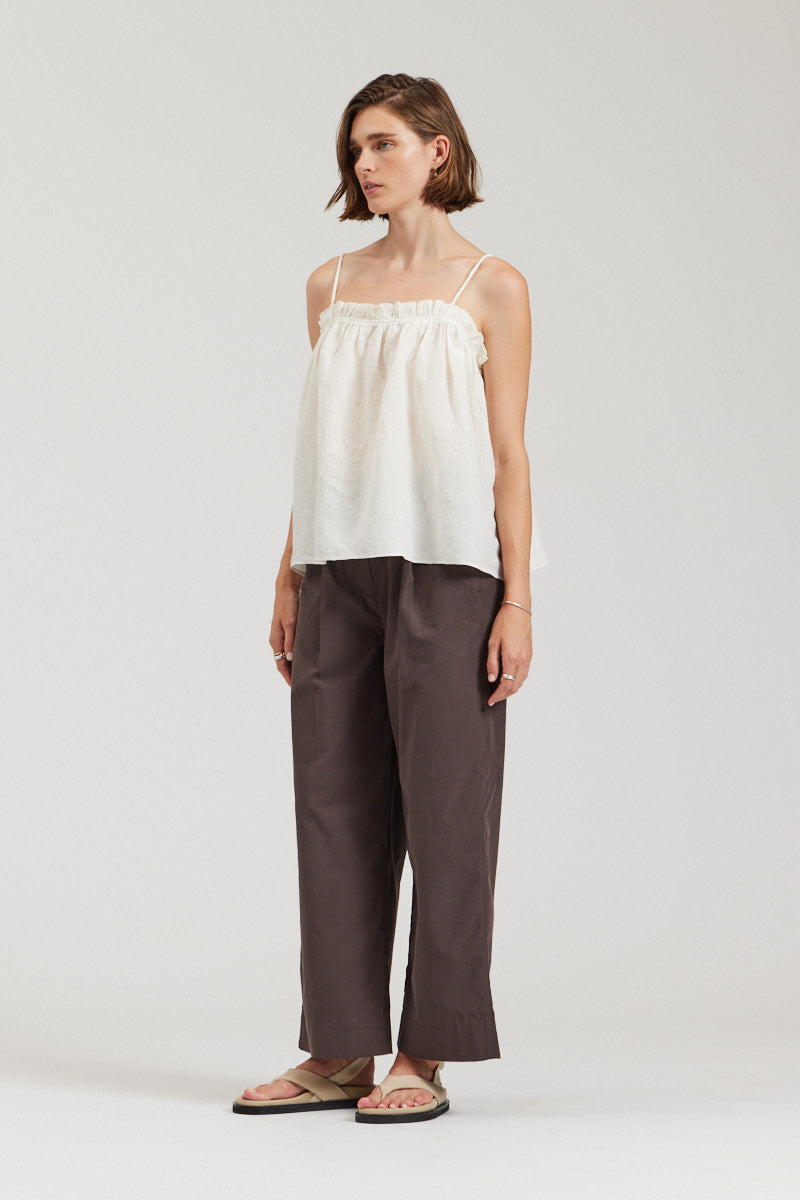 Linen Ruffle Tank