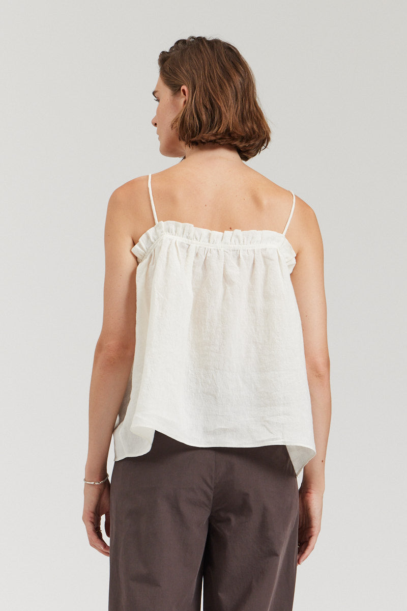 Linen Ruffle Tank