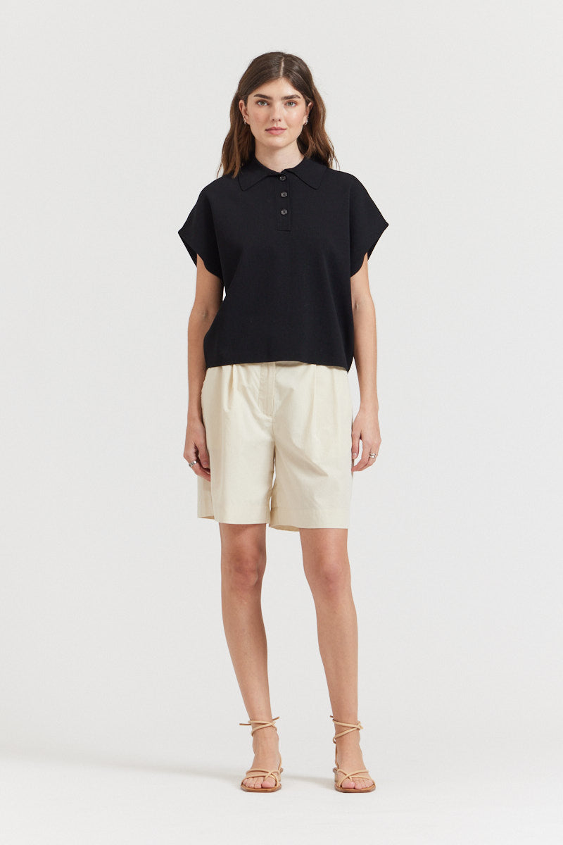 Collared Compact Knit Top