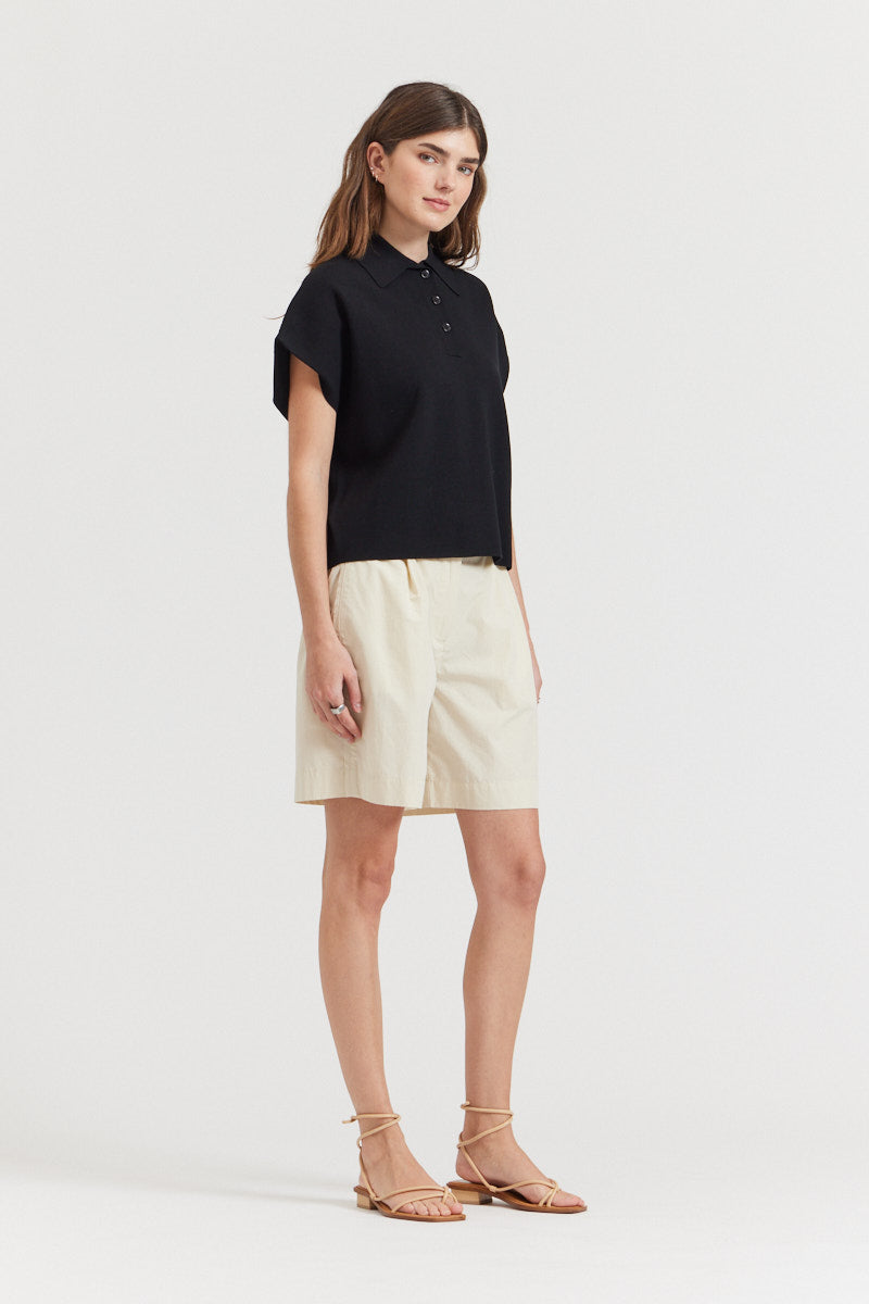 Collared Compact Knit Top