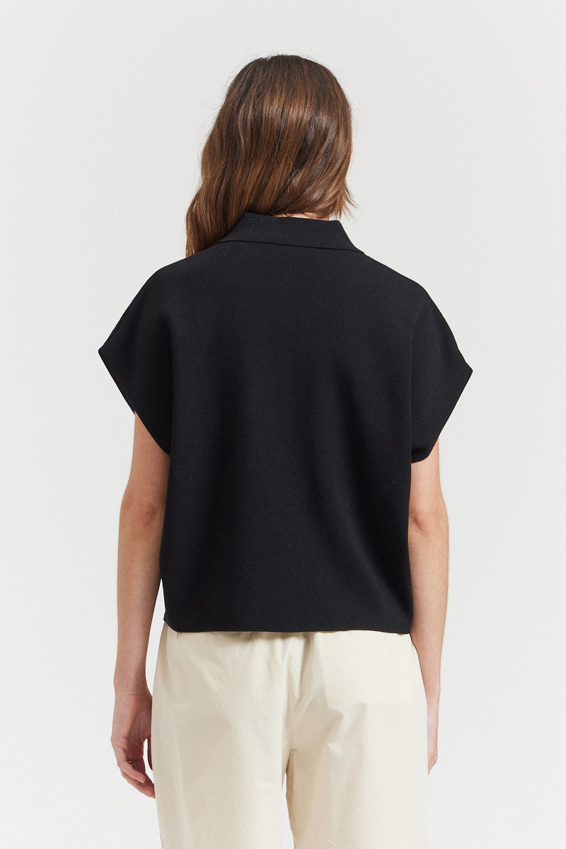 Collared Compact Knit Top