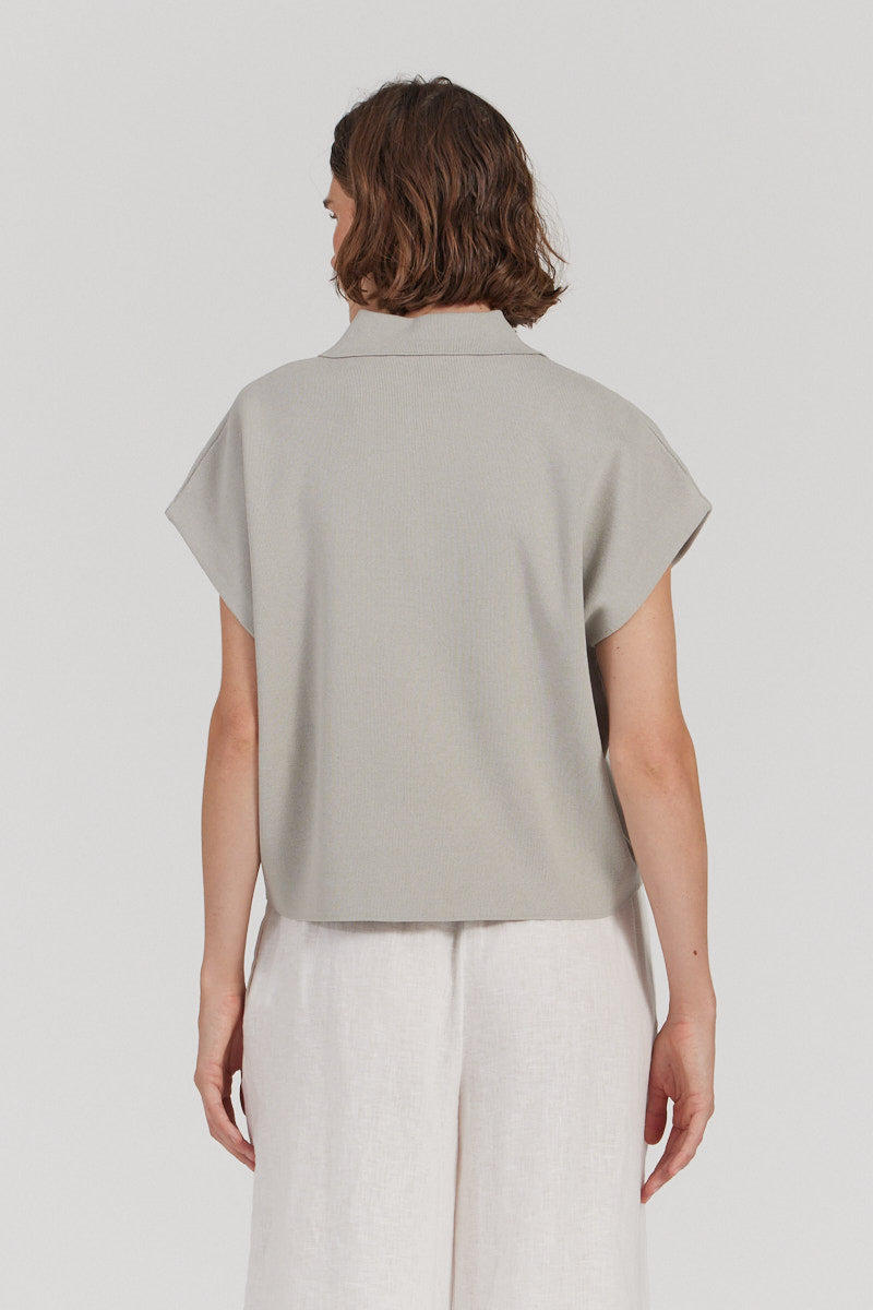 Collared Compact Knit Top