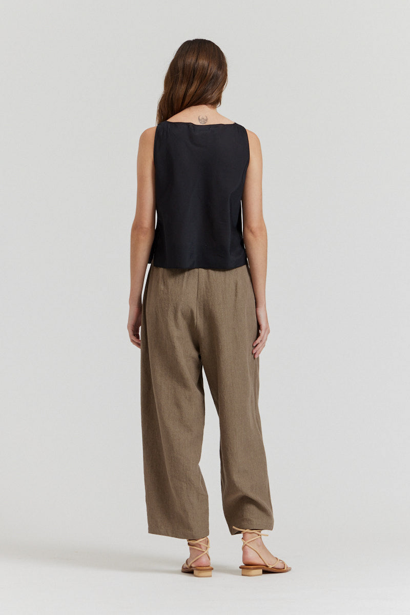 Linen Blend Barrel Pants