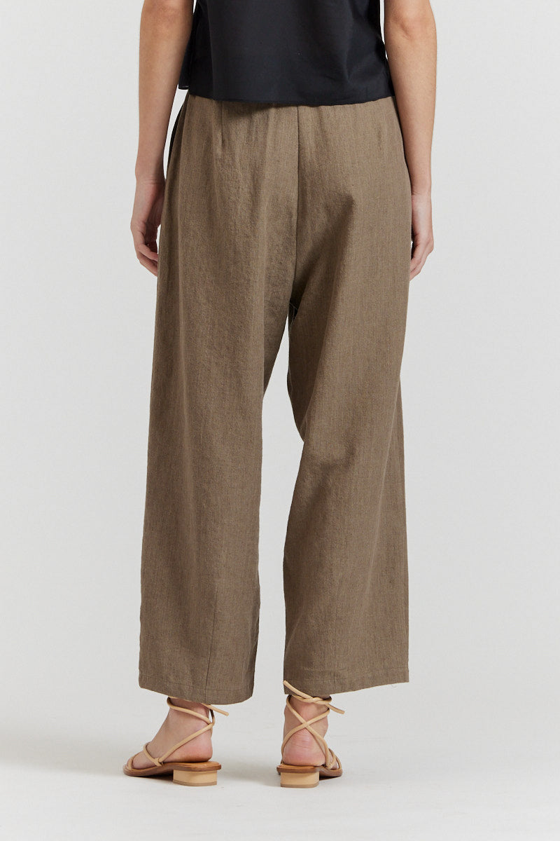 Linen Blend Barrel Pants