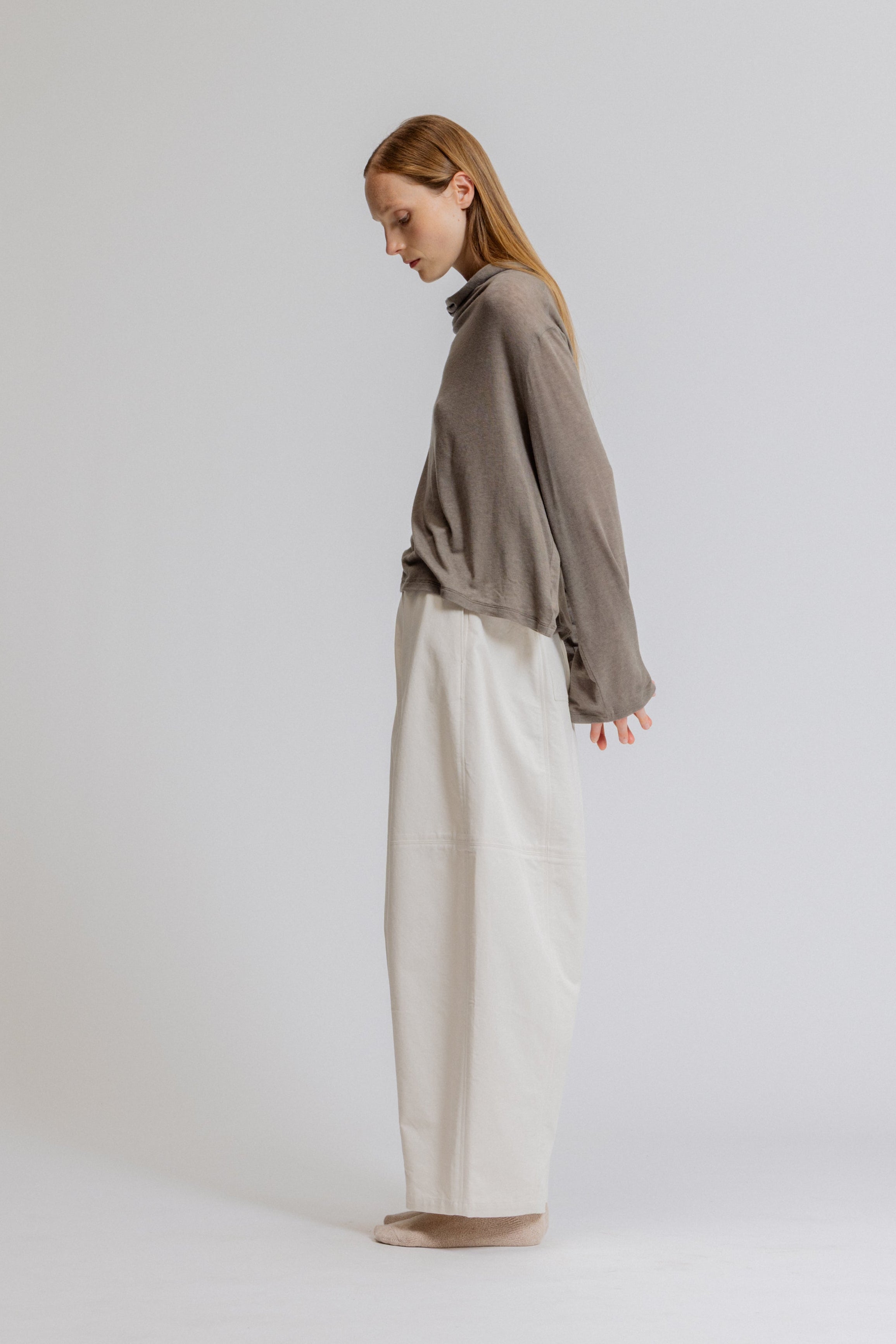 Draped Funnel Neck Jersey Top
