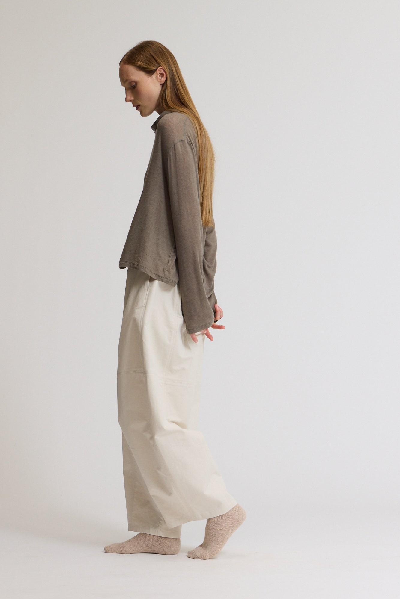 Draped Funnel Neck Jersey Top