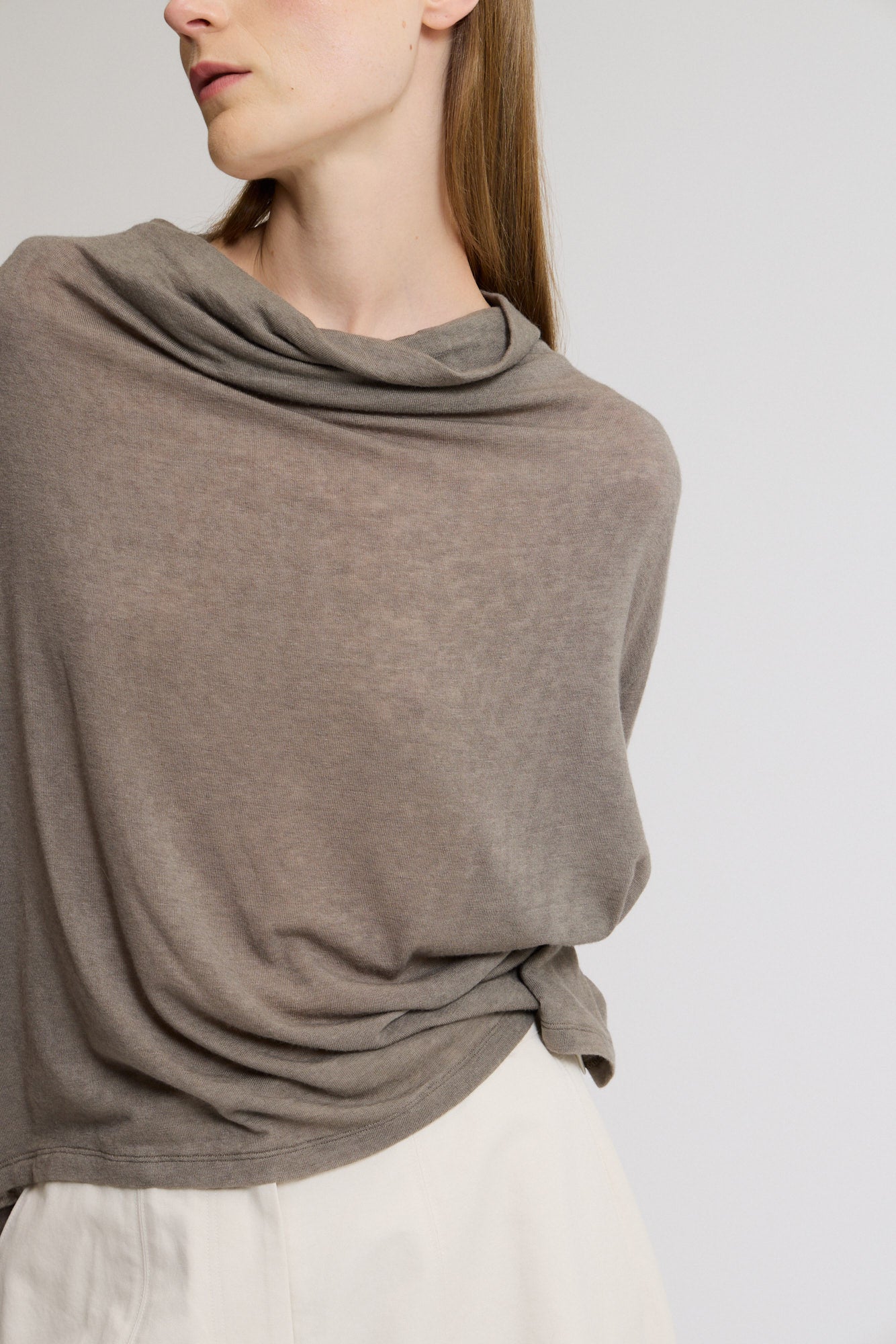 Draped Funnel Neck Jersey Top
