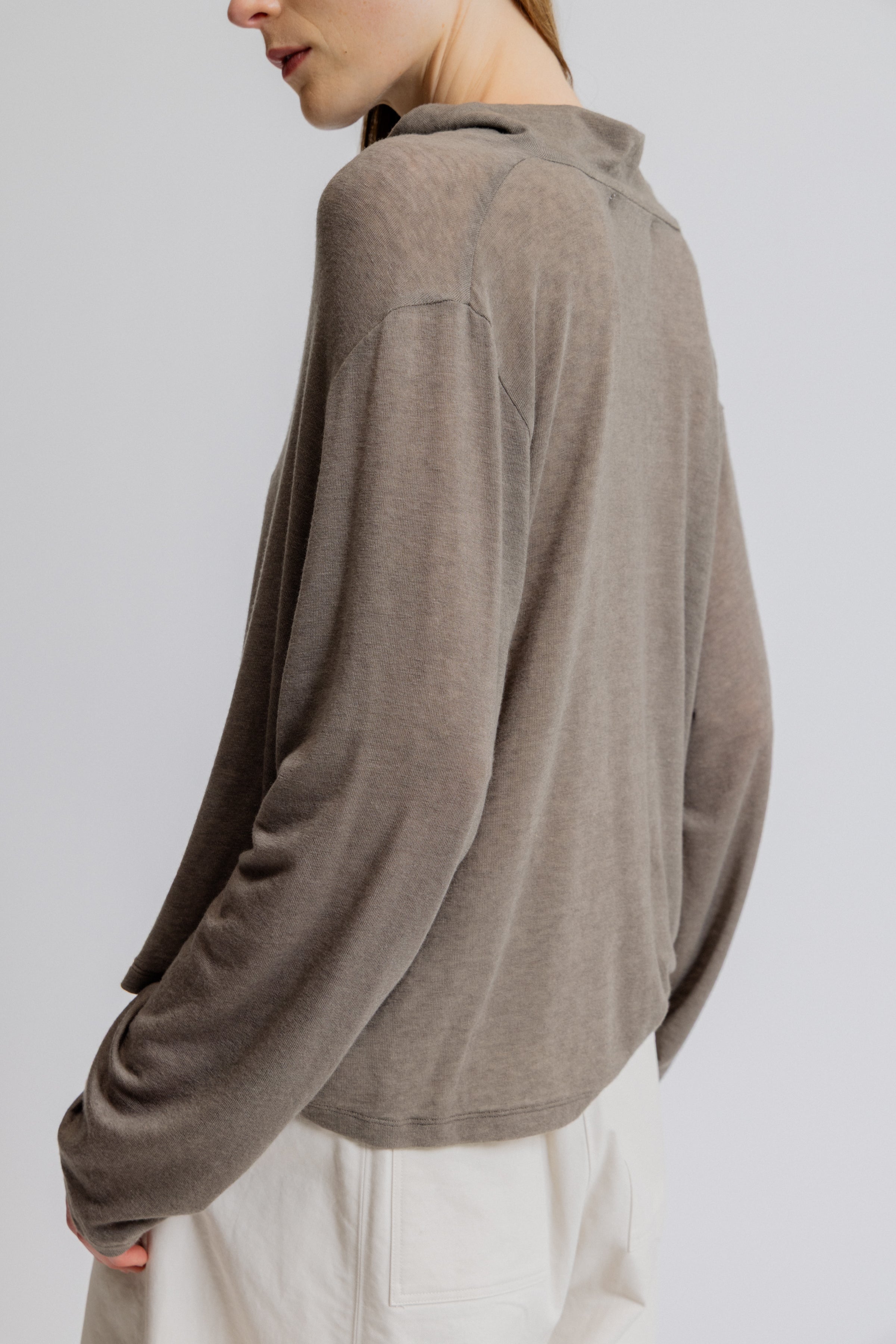 Draped Funnel Neck Jersey Top