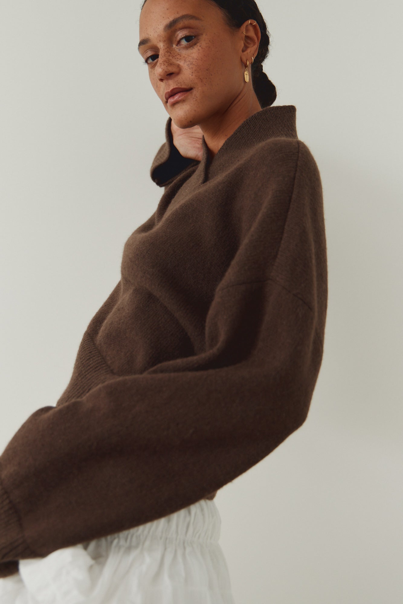 Overlap Turtleneck Sweater