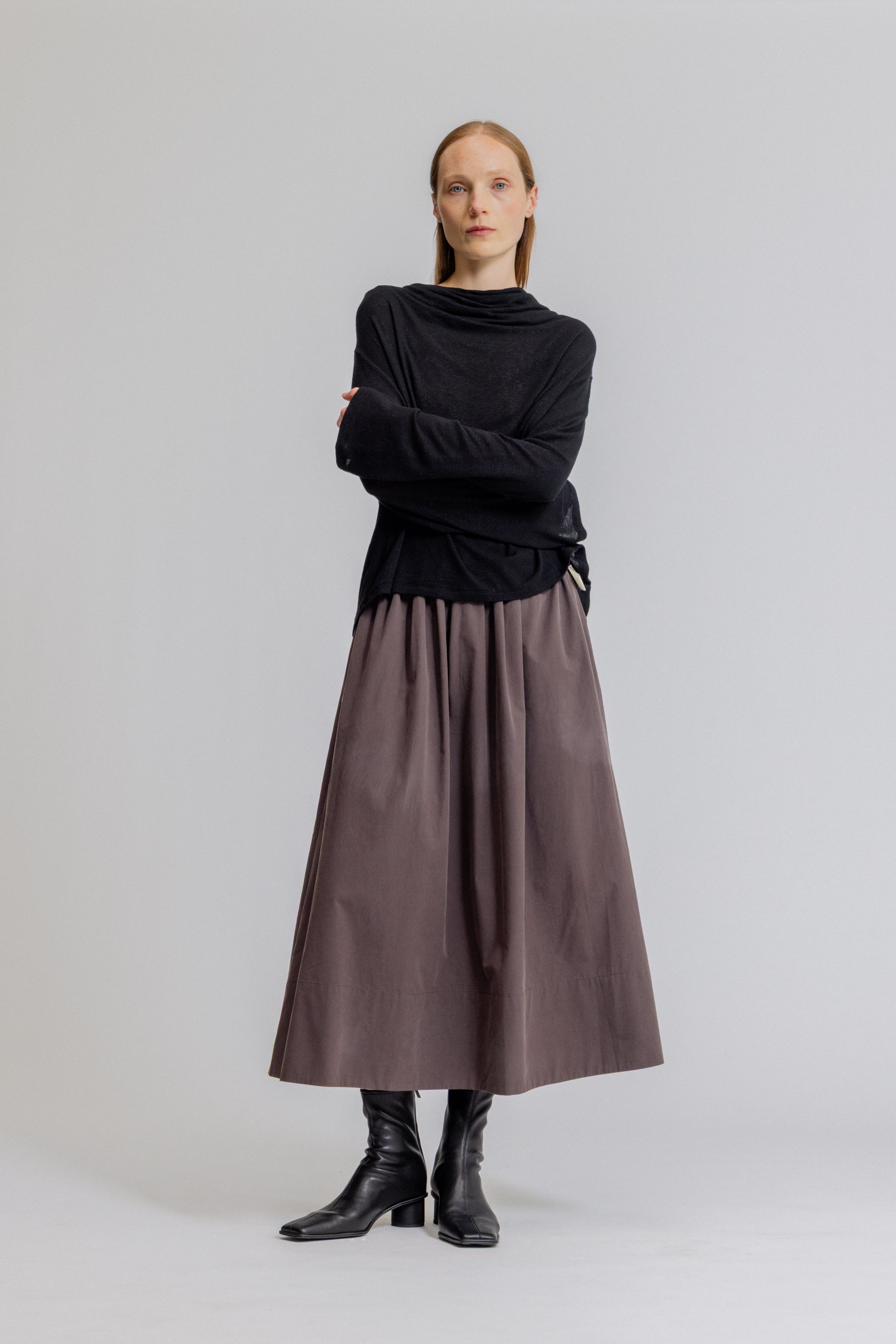 Draped Funnel Neck Jersey Top