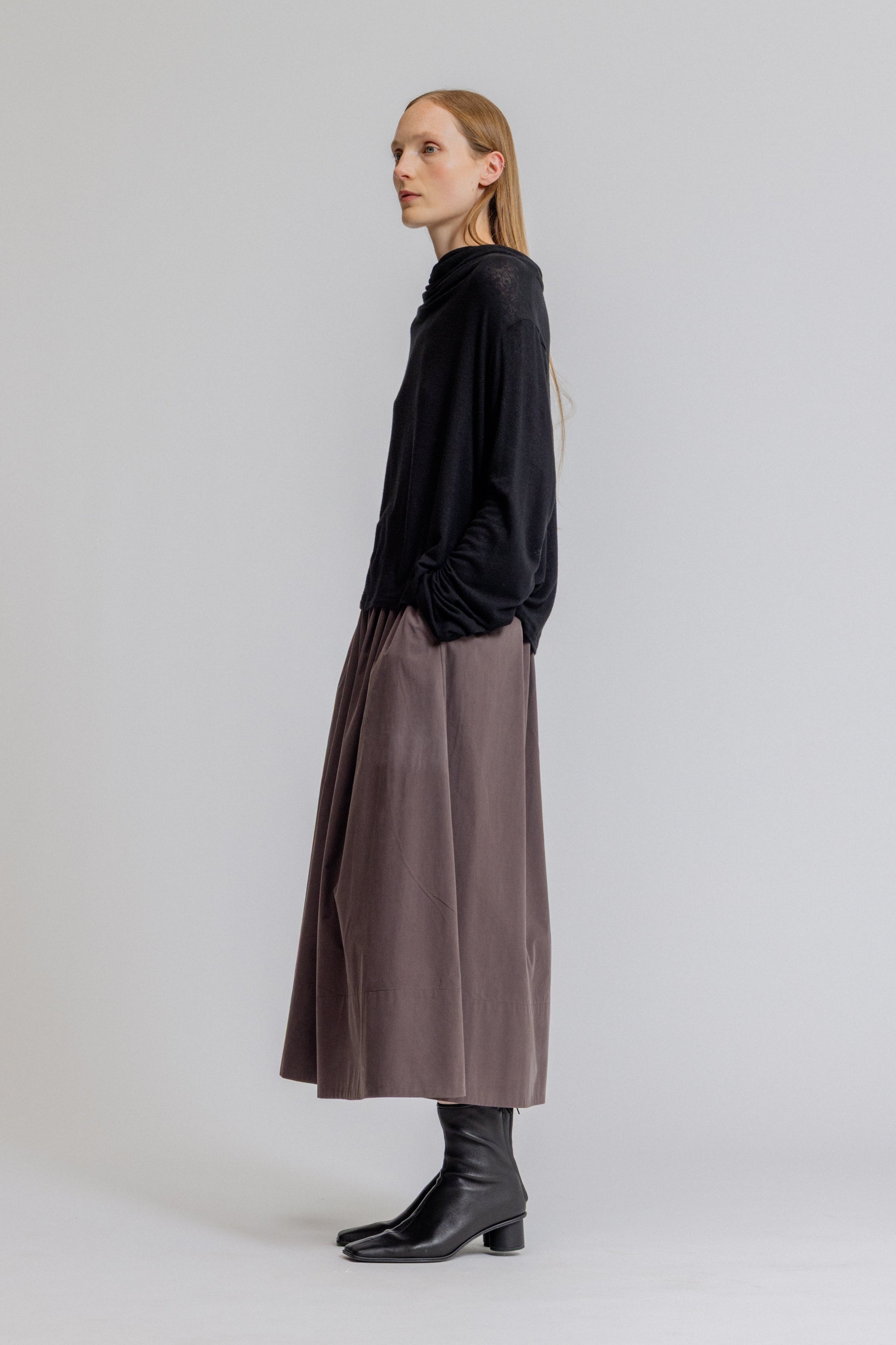 Draped Funnel Neck Jersey Top