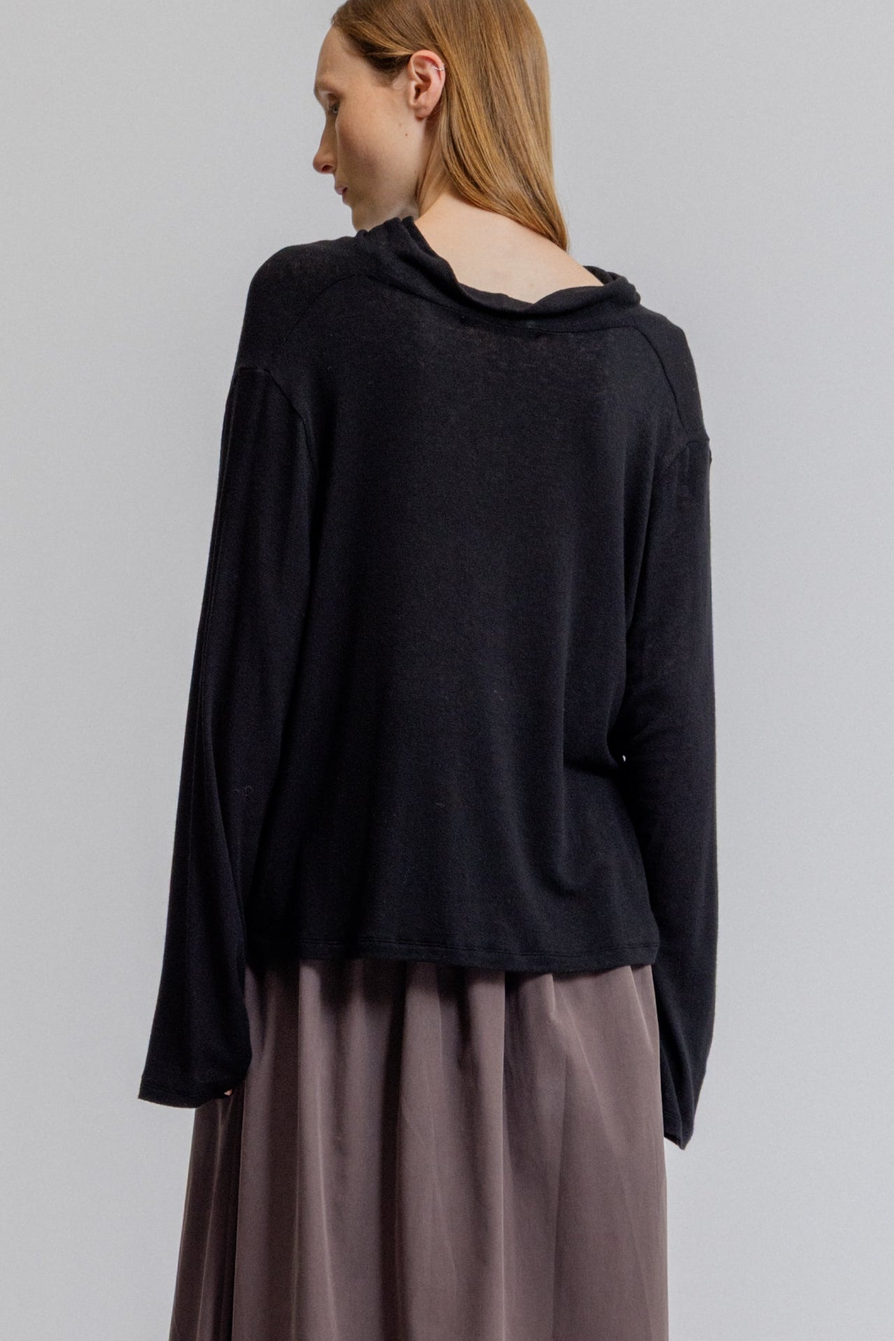 Draped Funnel Neck Jersey Top