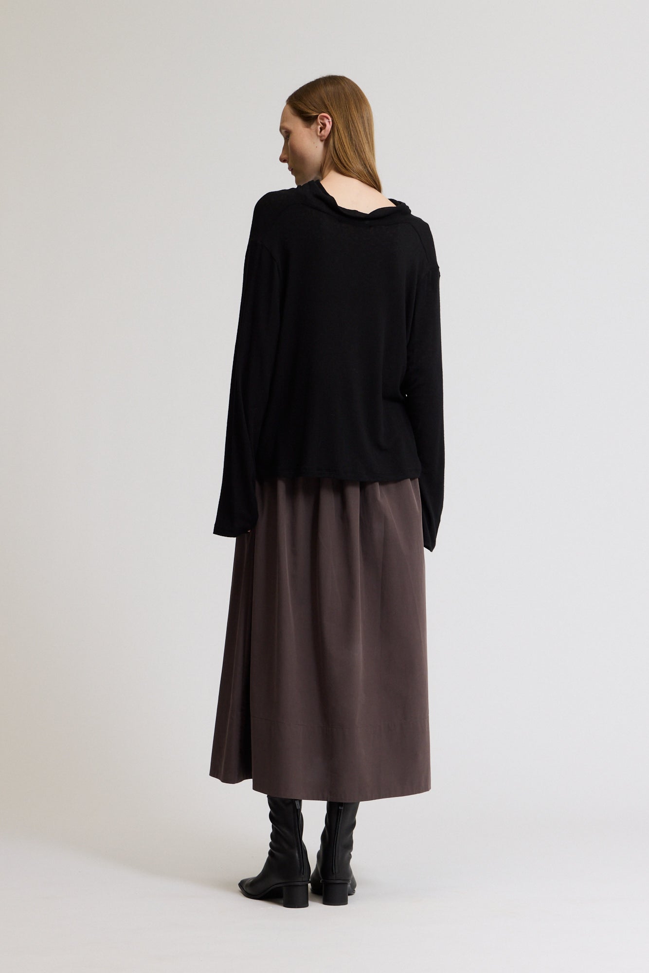 Draped Funnel Neck Jersey Top