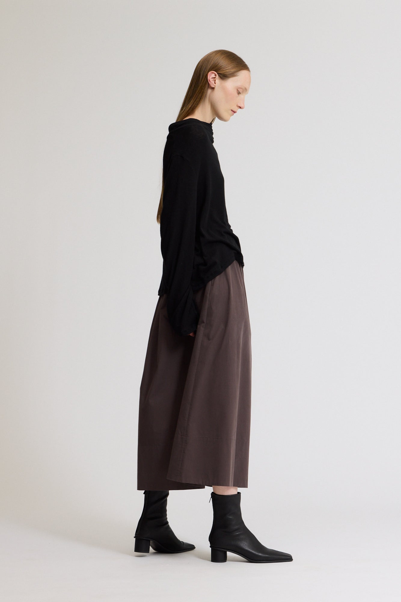 Draped Funnel Neck Jersey Top