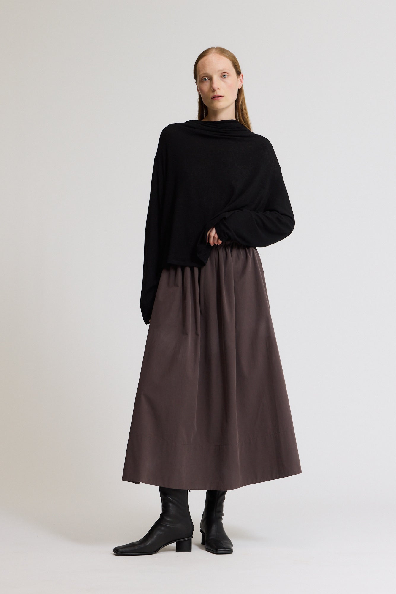 Draped Funnel Neck Jersey Top