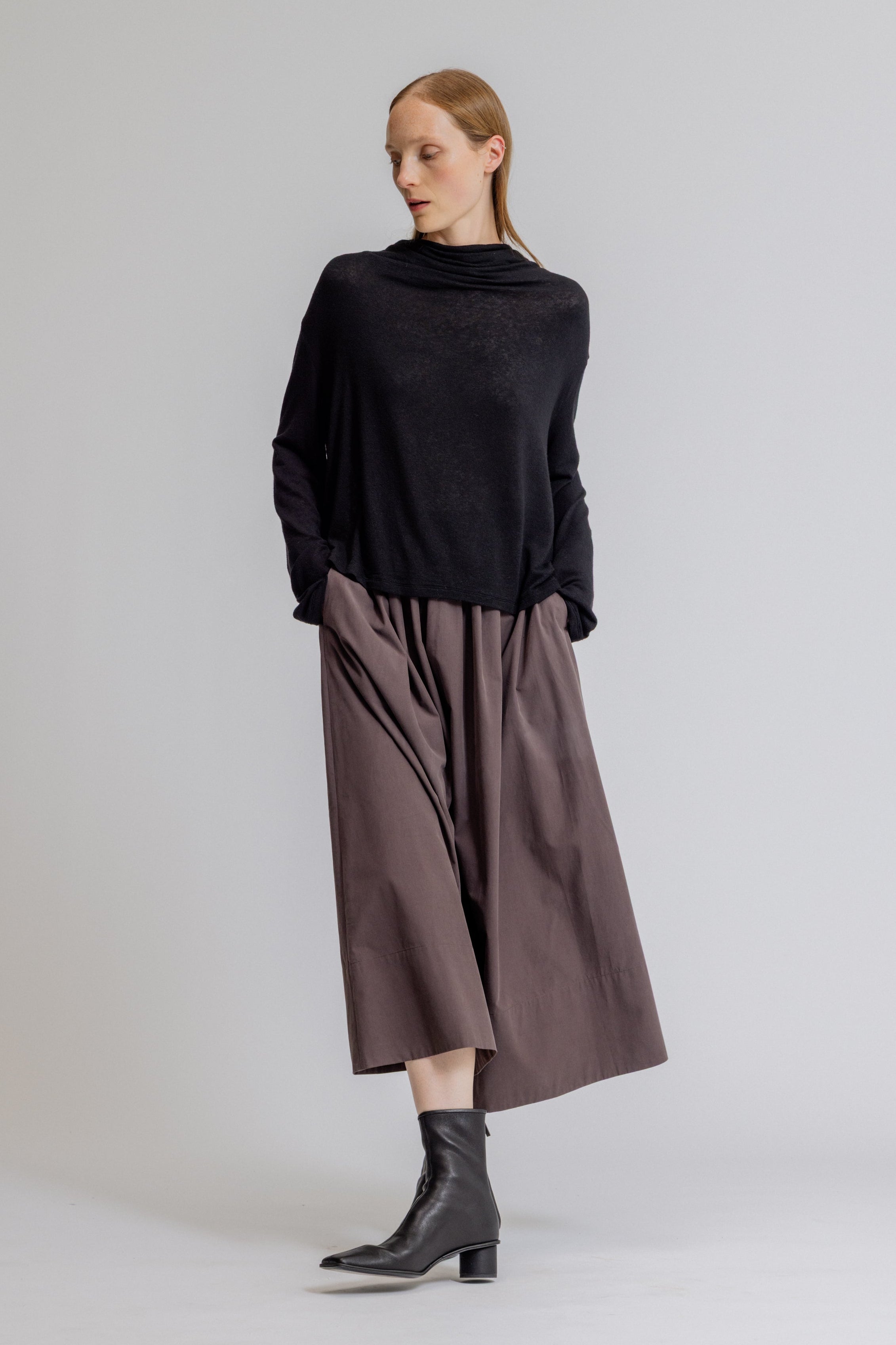 Draped Funnel Neck Jersey Top