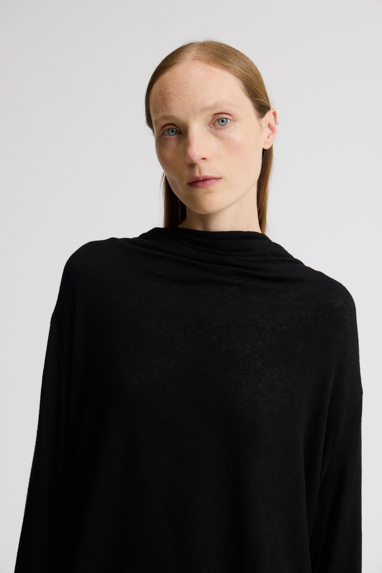 Draped Funnel Neck Jersey Top