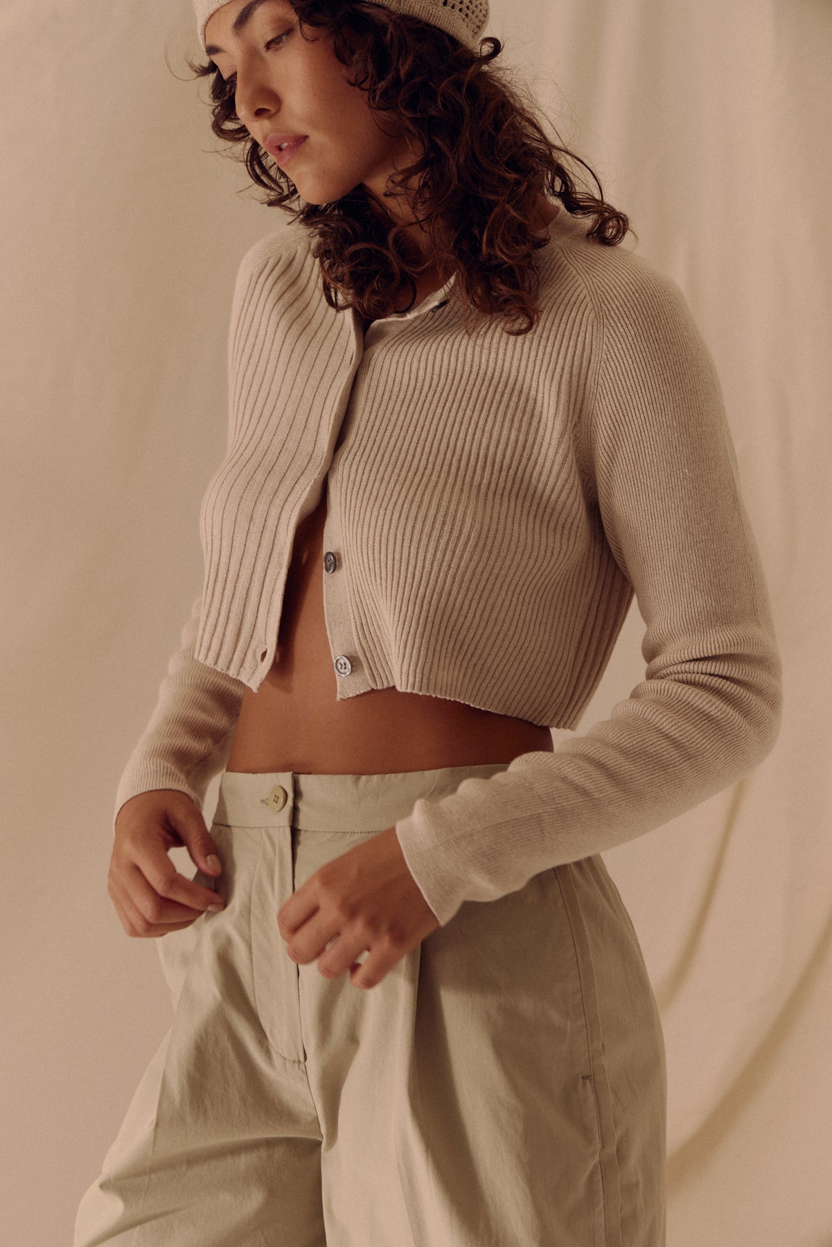 Cropped Rib Cardigan