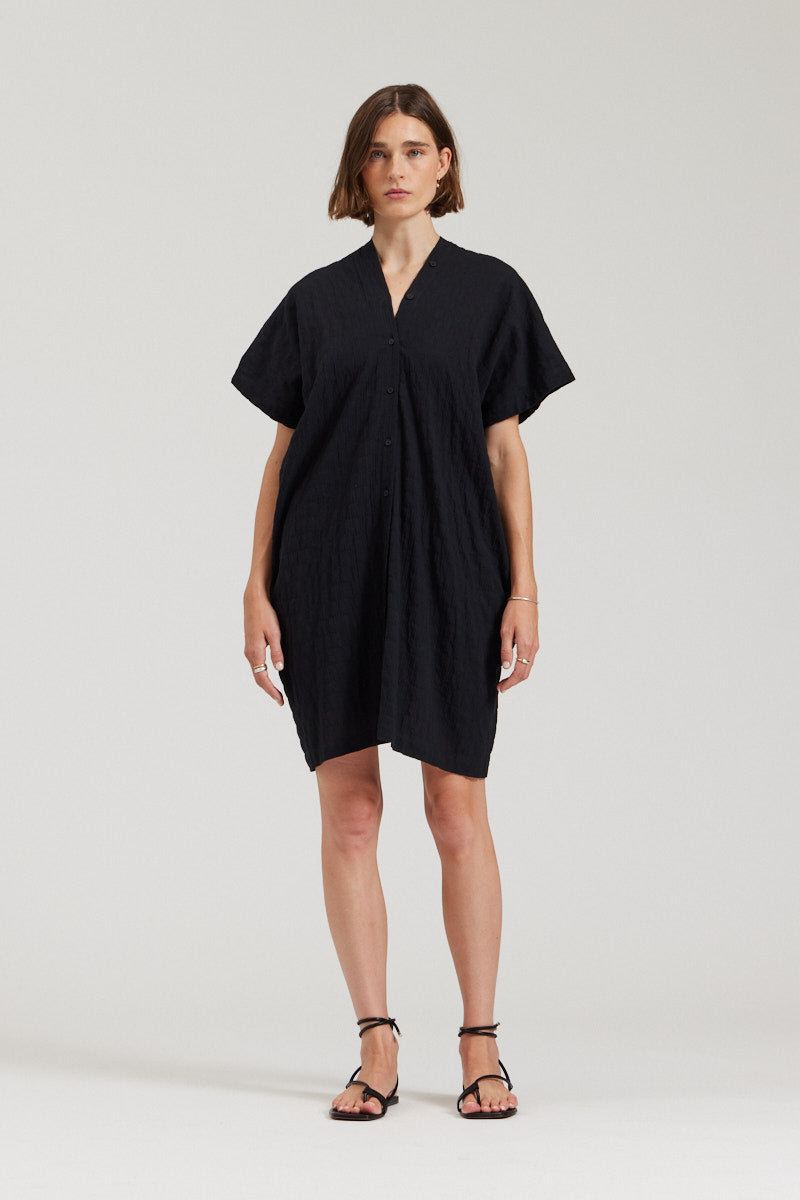 boxy fit dress Button-Down Boxy Dress, Black