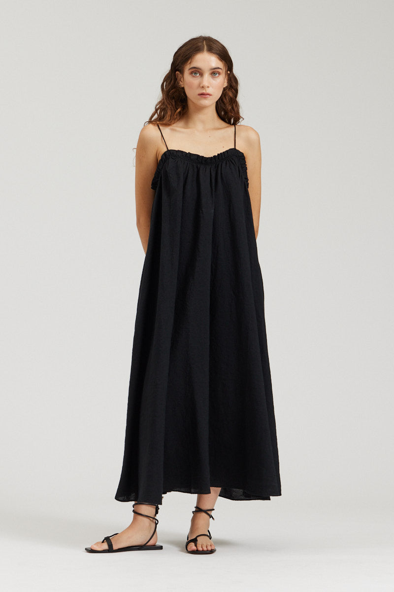 Linen Tank Dress Black / Small/Medium