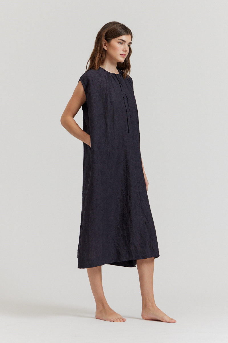 Boxy Linen Midi Dress