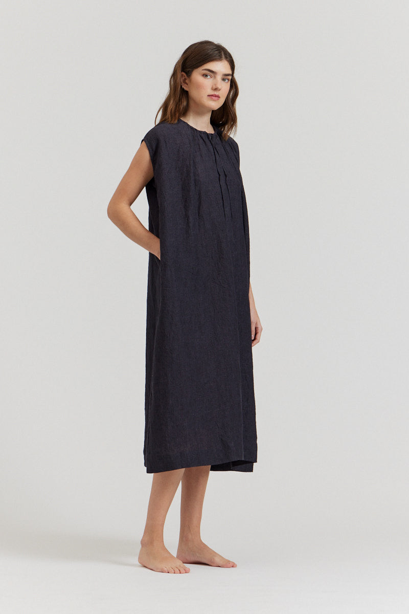 Boxy Linen Midi Dress