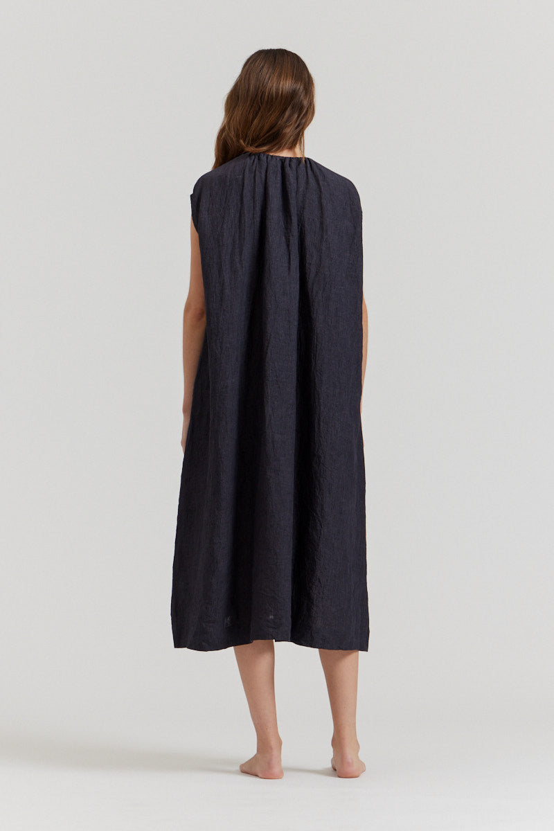 Boxy Linen Midi Dress