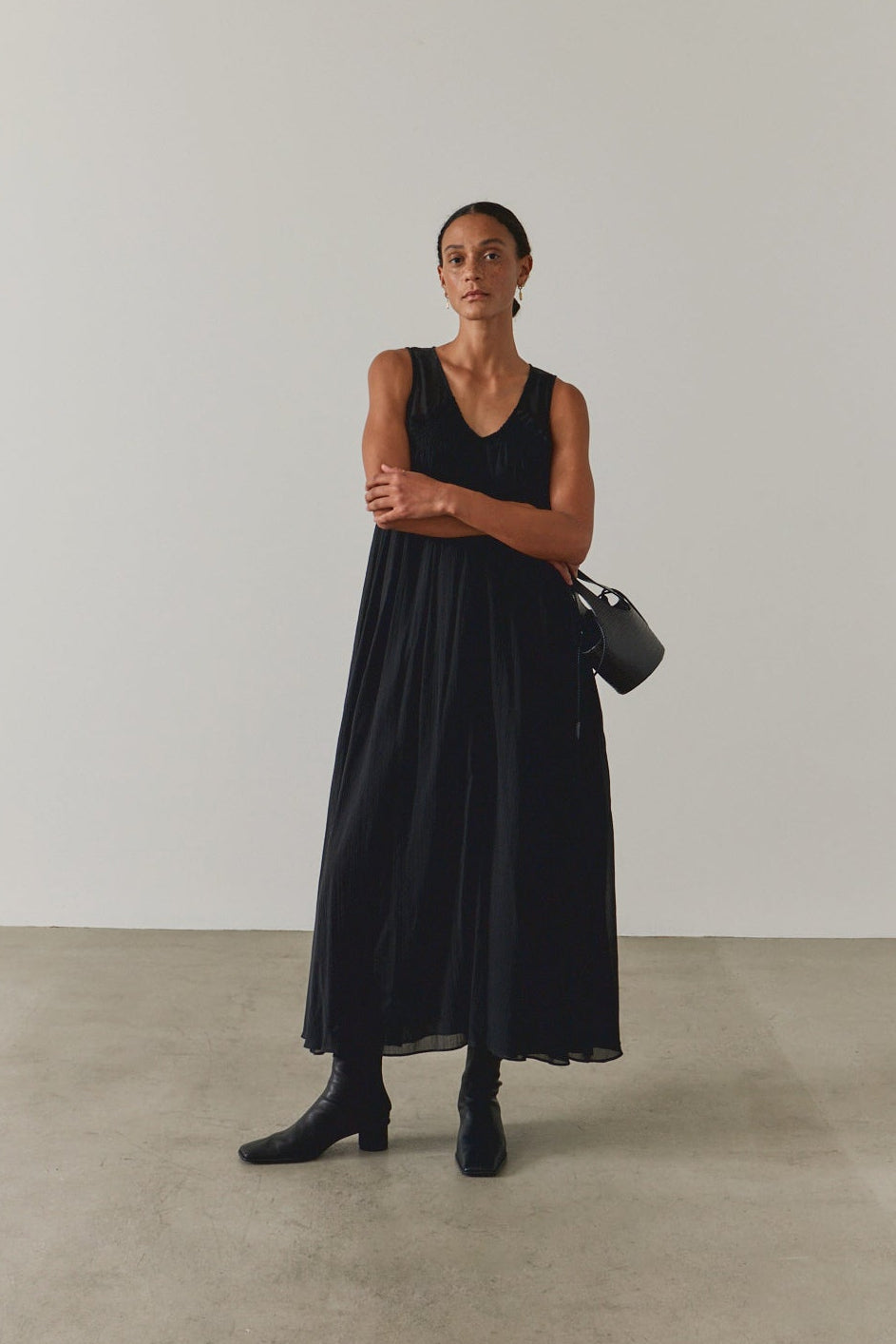 Textured Cotton Maxi Dress