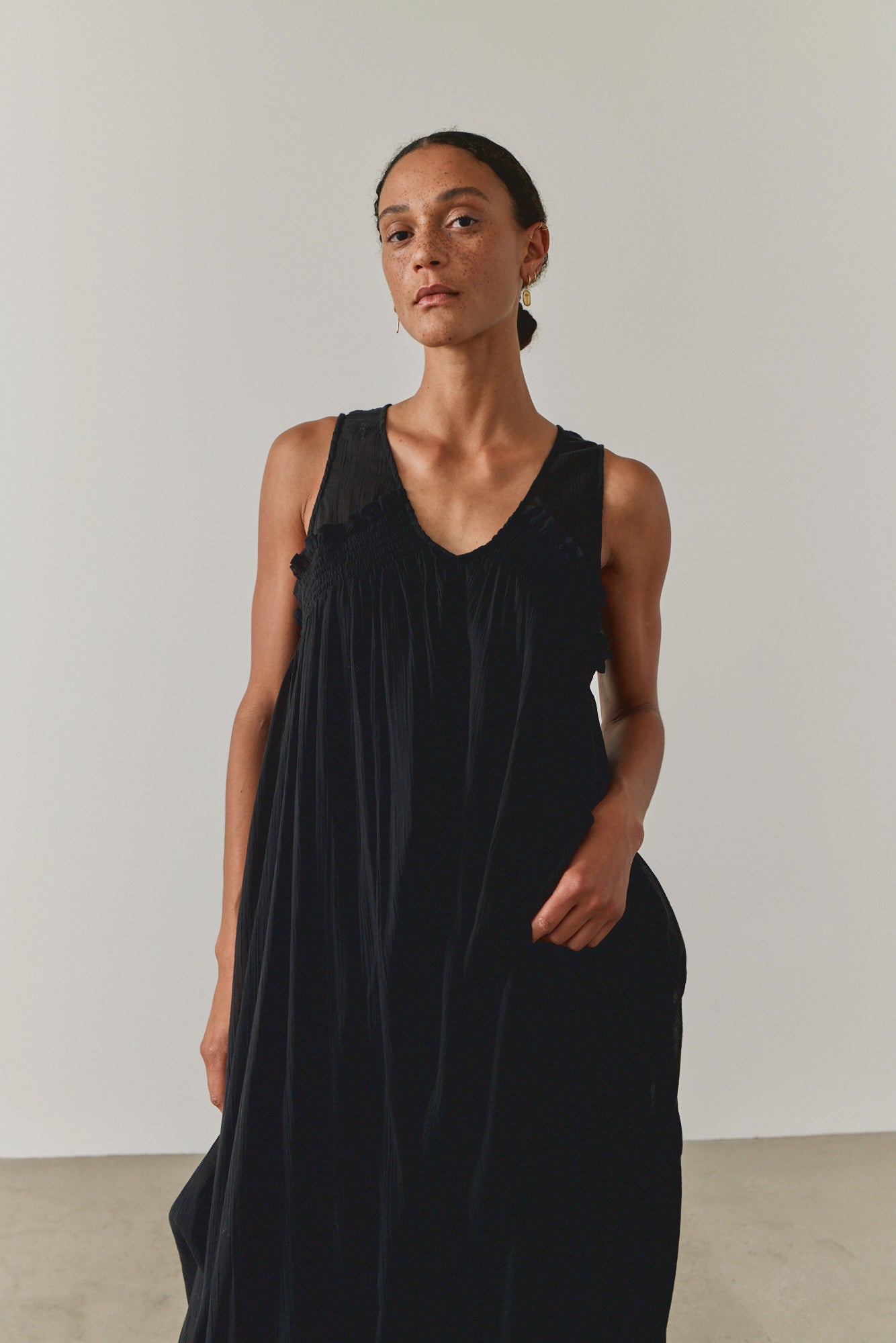 Textured Cotton Maxi Dress