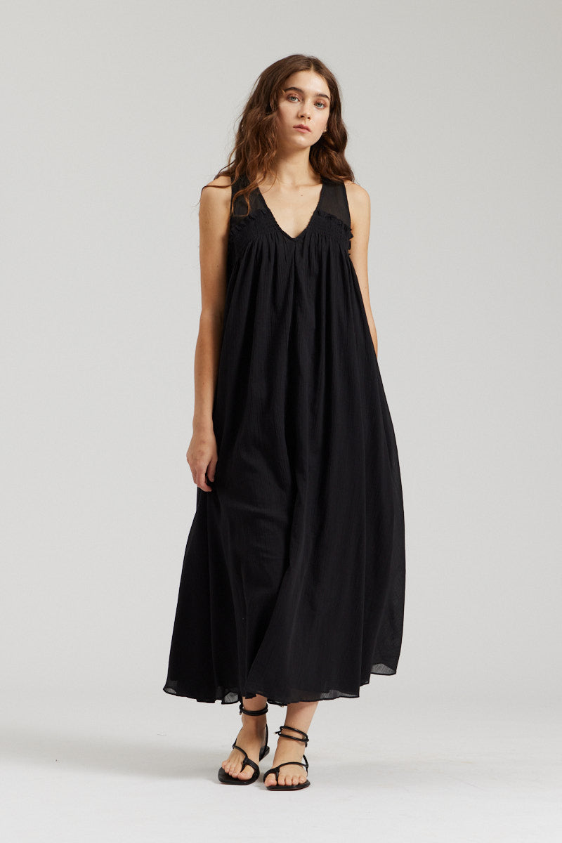Textured Cotton Maxi Dress