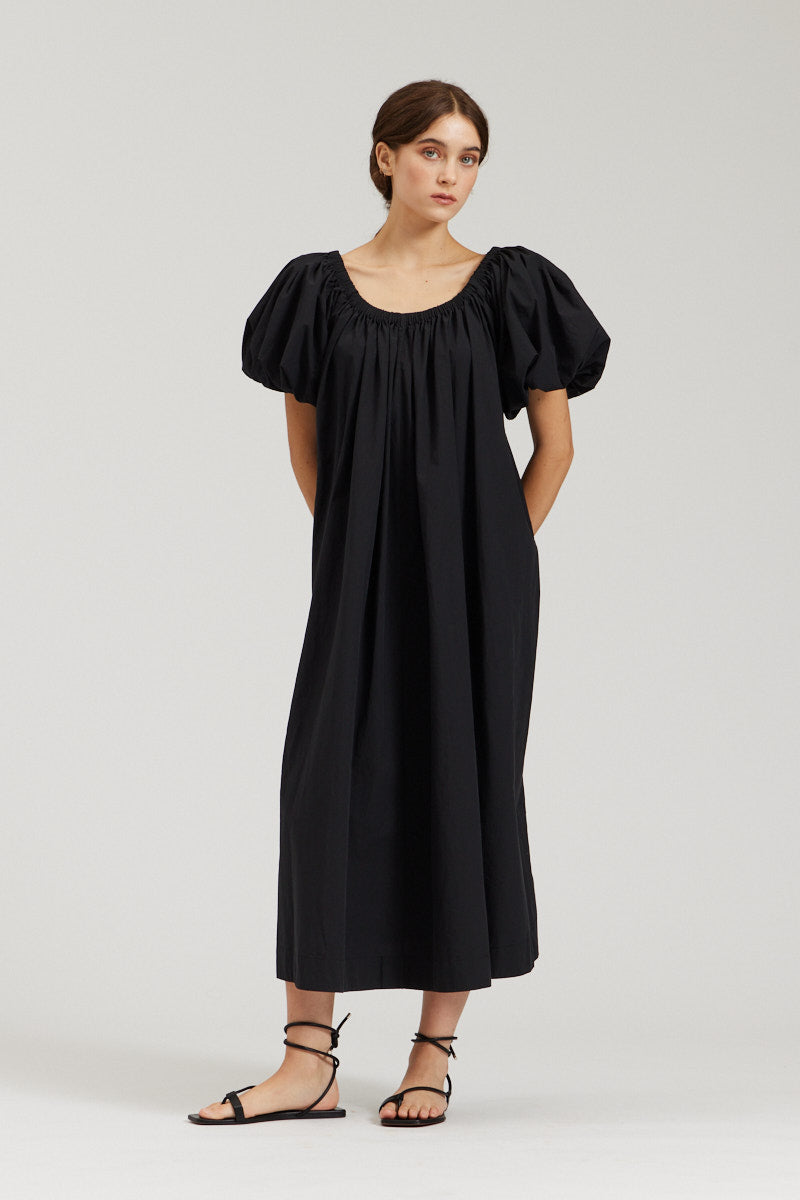 Bubble Sleeve Cotton Dress