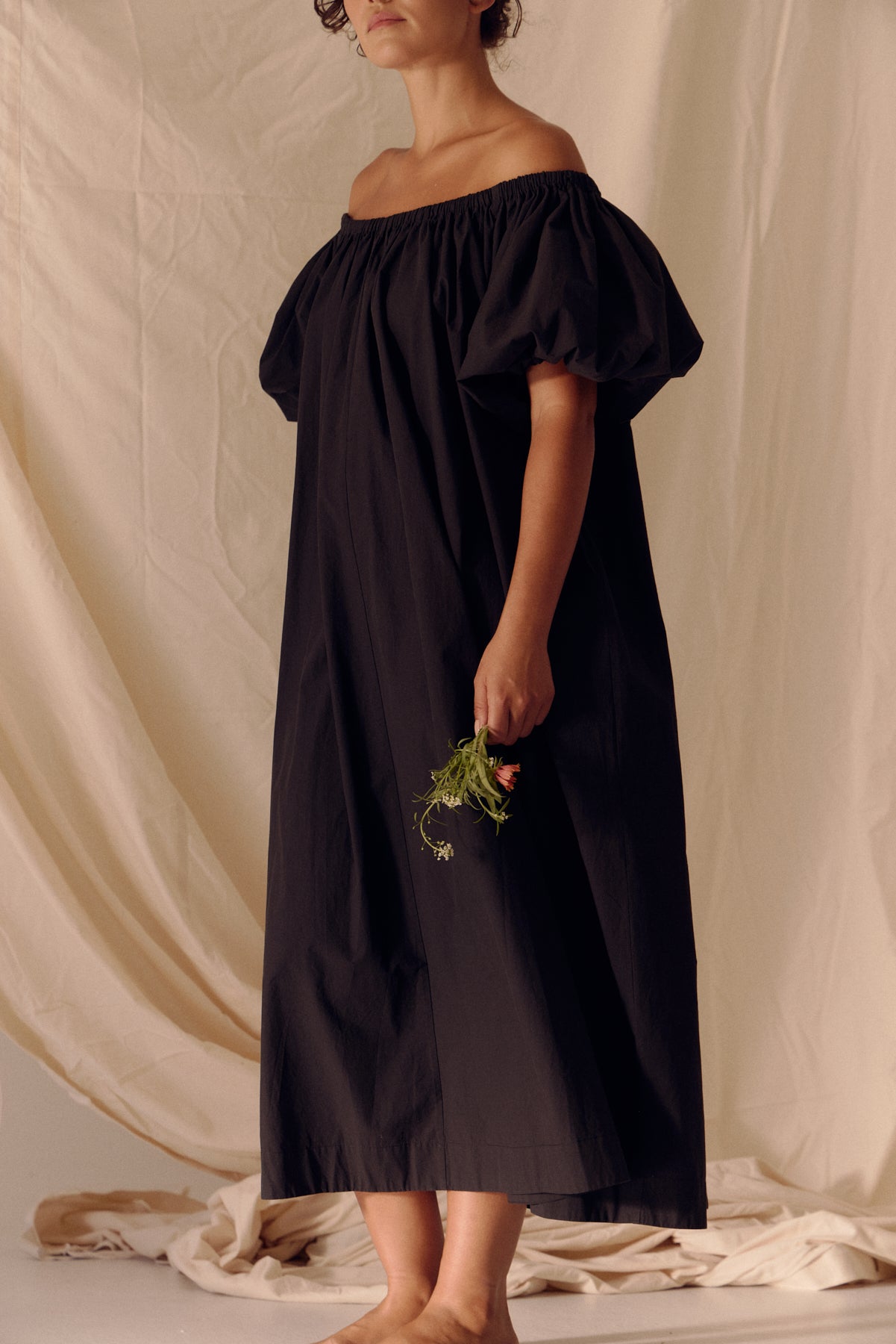 Bubble Sleeve Cotton Dress