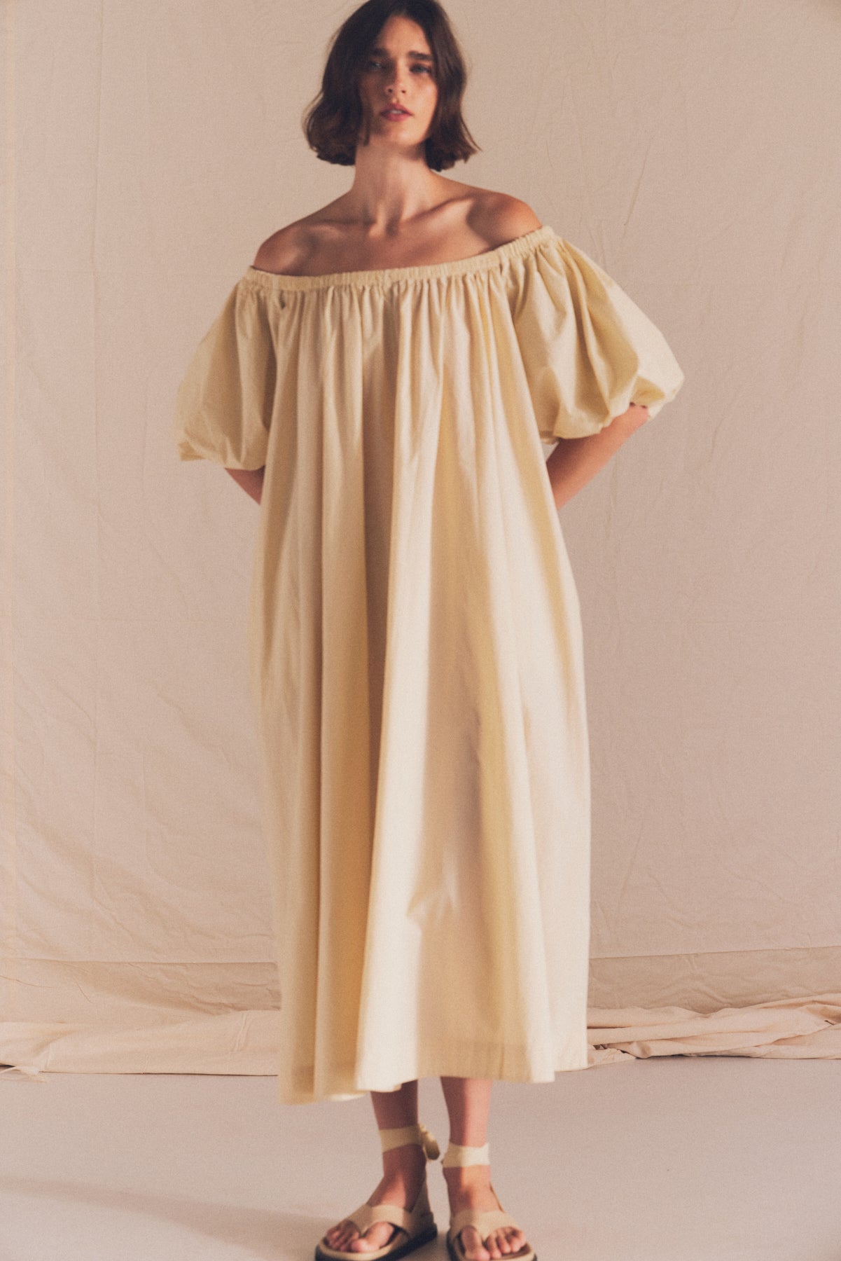 Bubble Sleeve Cotton Dress