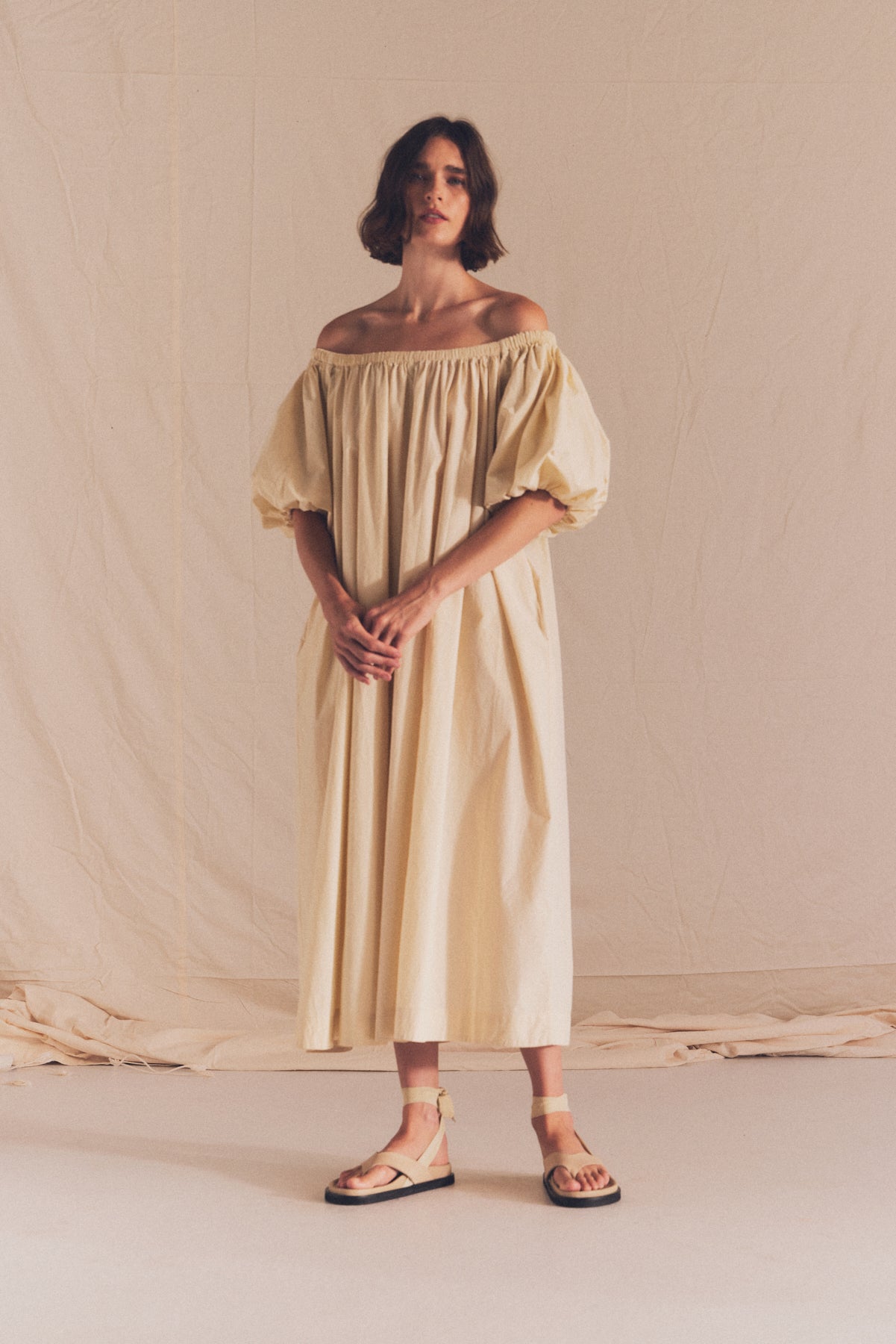 Bubble Sleeve Cotton Dress