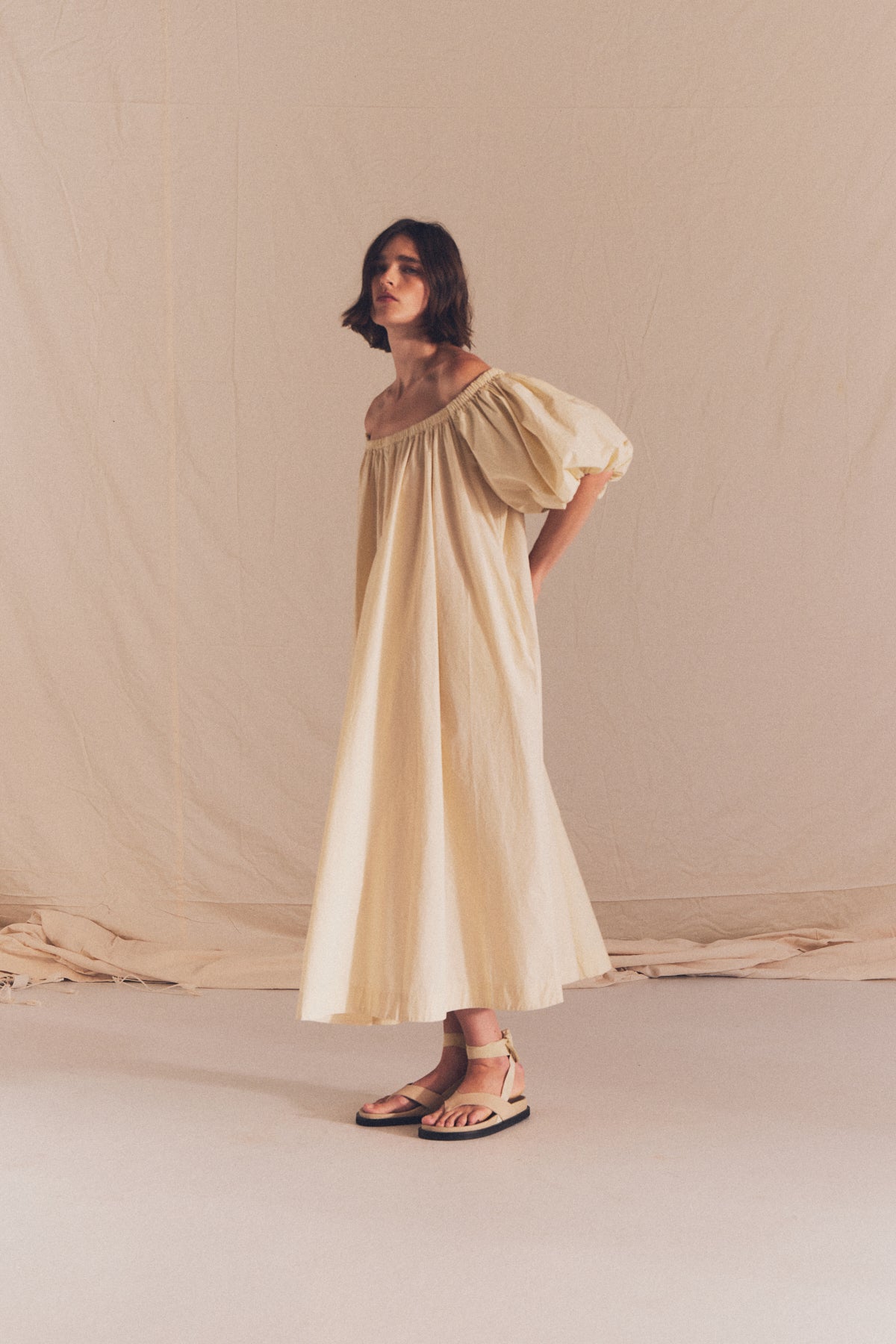 Bubble Sleeve Cotton Dress