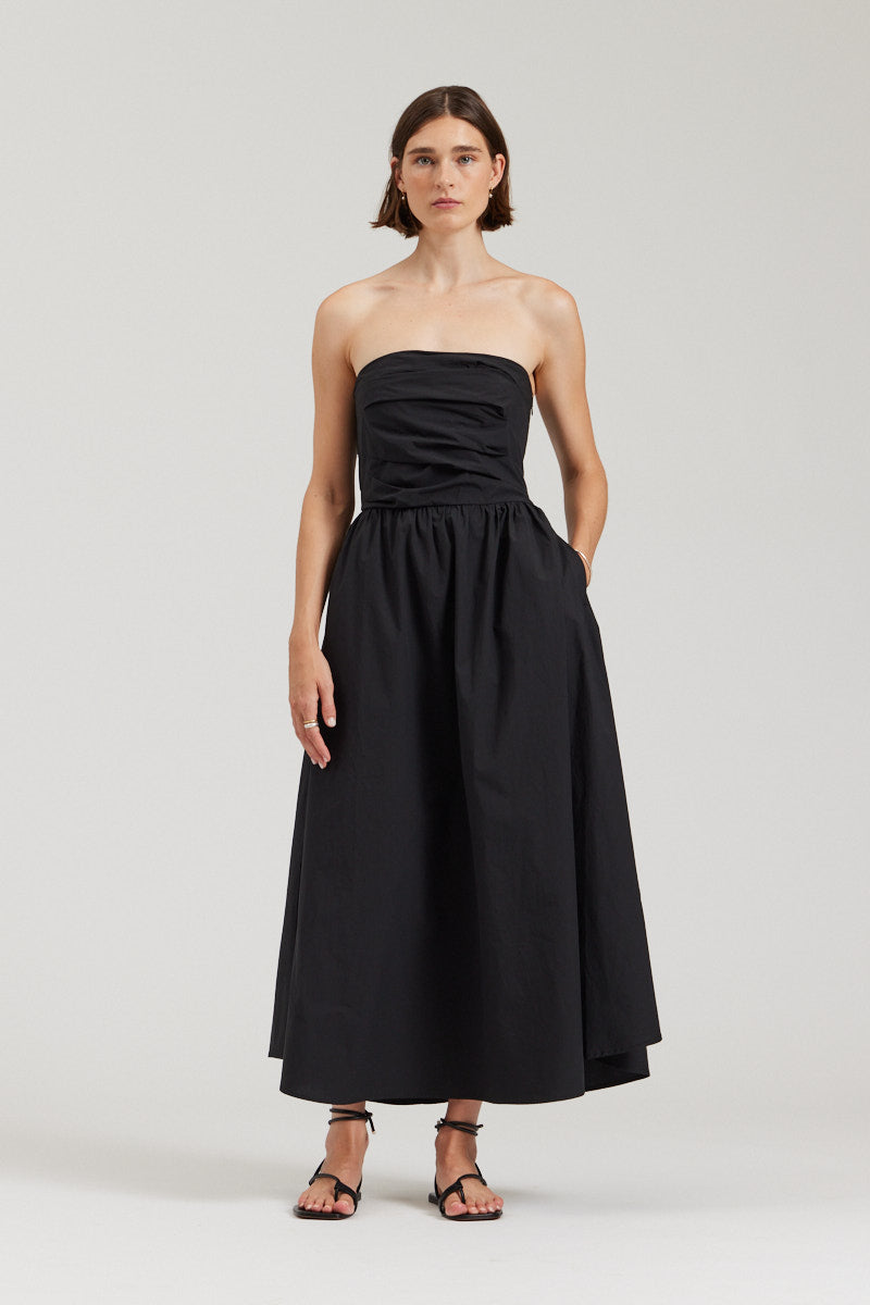 Strapless Poplin Dress