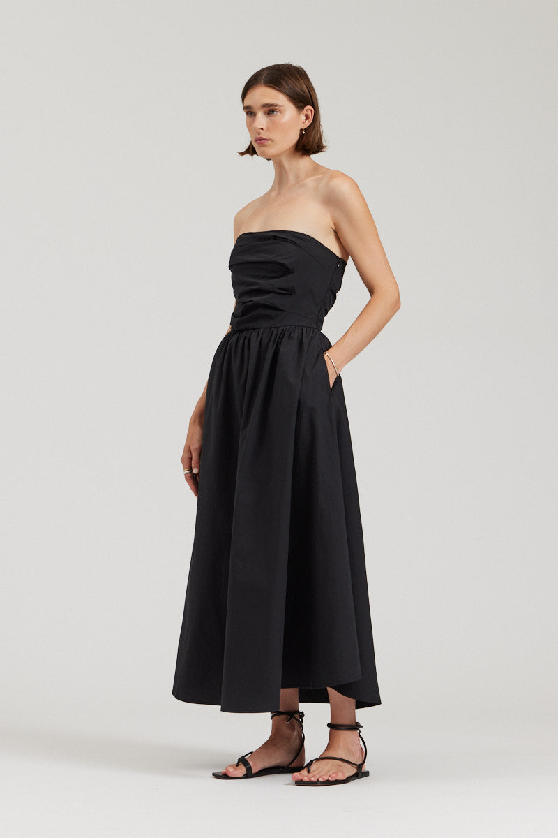 Strapless Poplin Dress