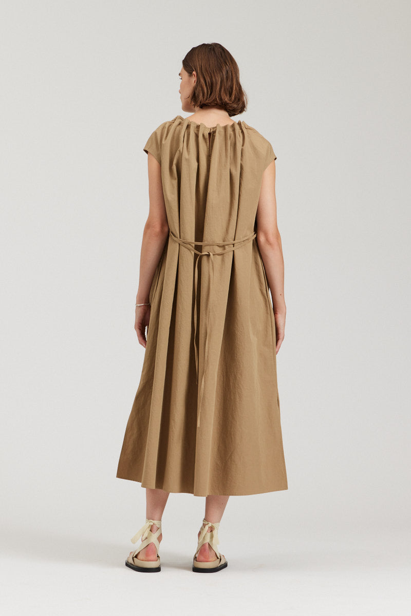 Pleated Neckline A-line Dress