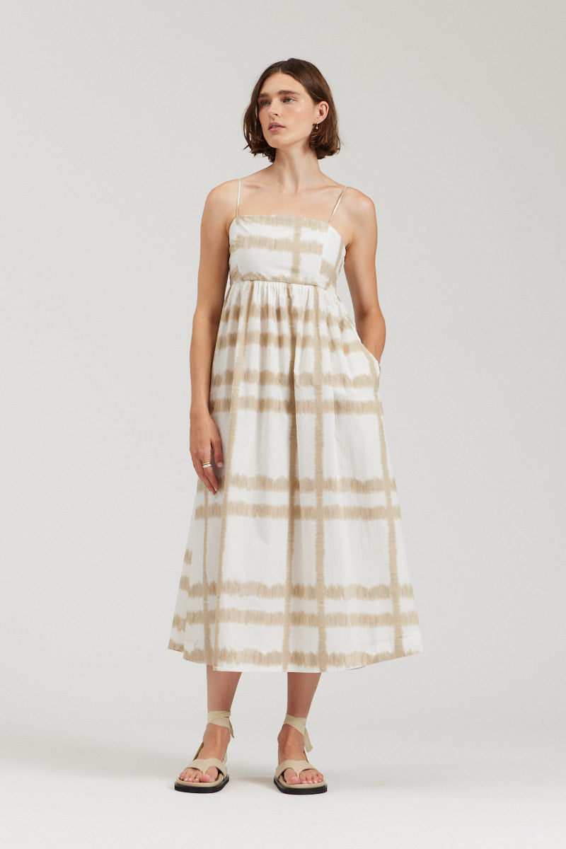 Empire Waist Cotton Print Dress Papyrus / Medium