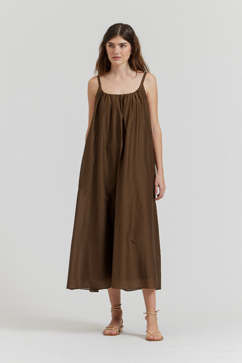 Cotton Silk Dress Chocolate / Medium