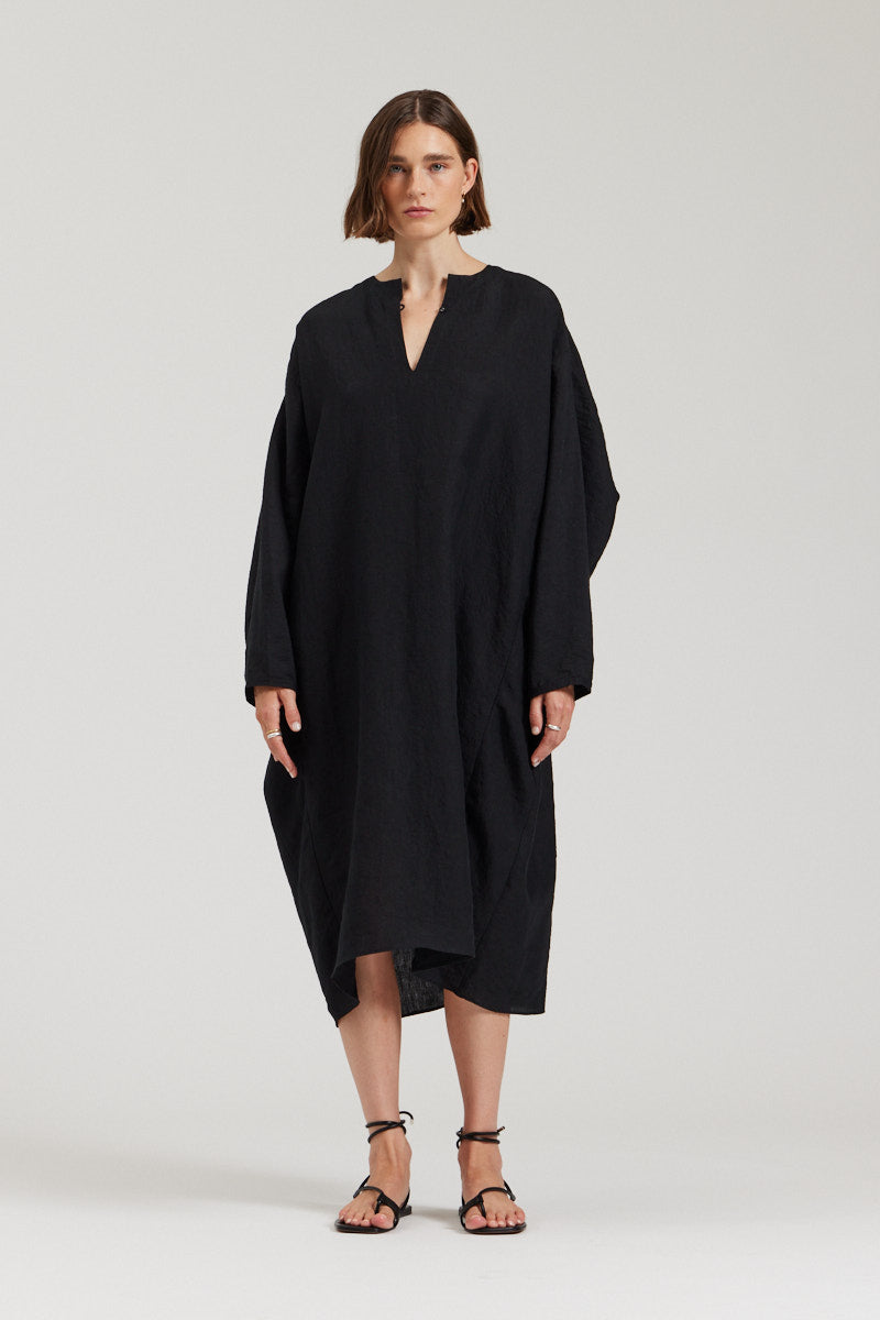 Loose Linen Midi Dress