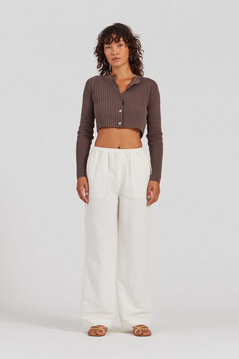 Cropped Rib Cardigan