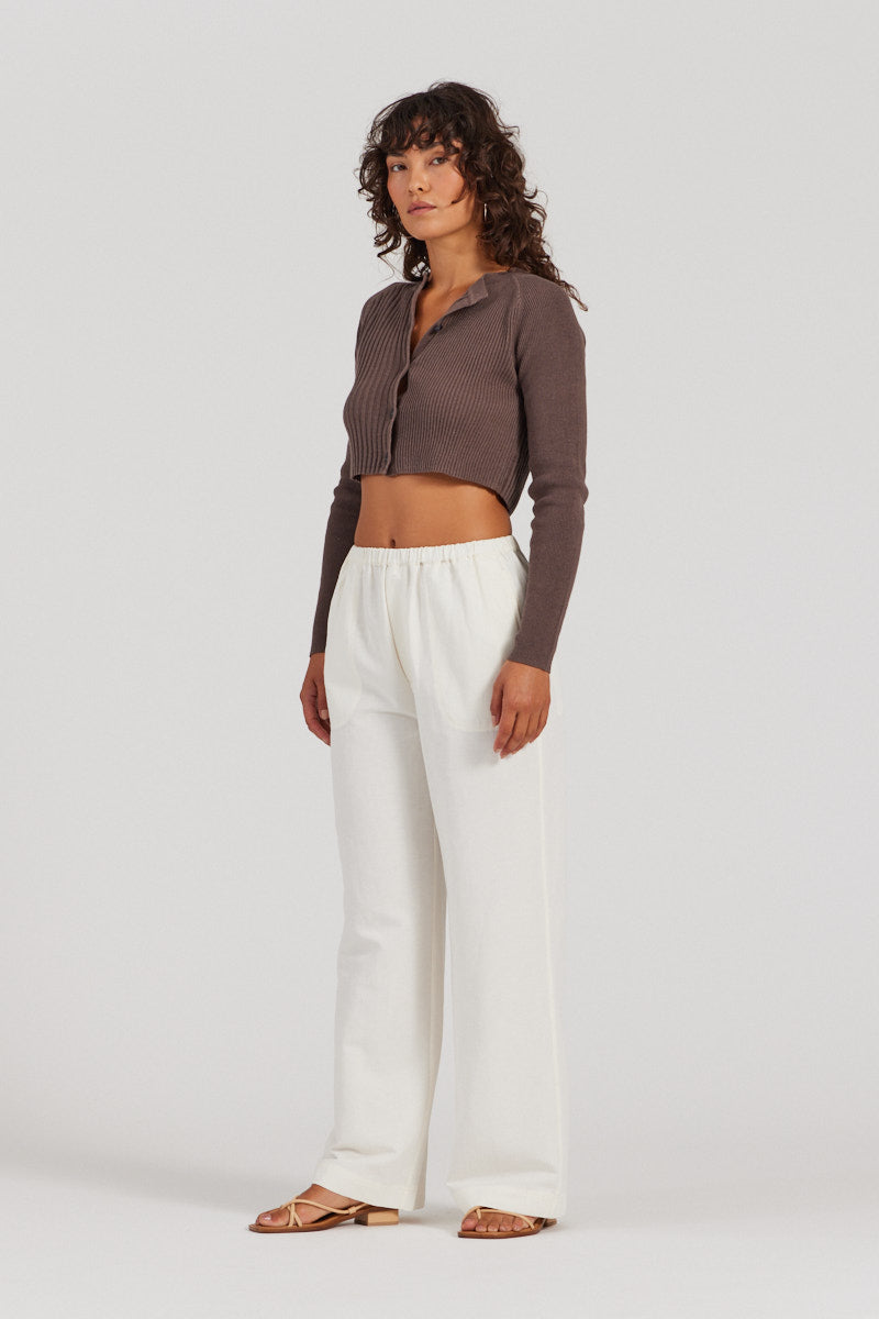 Cropped Rib Cardigan