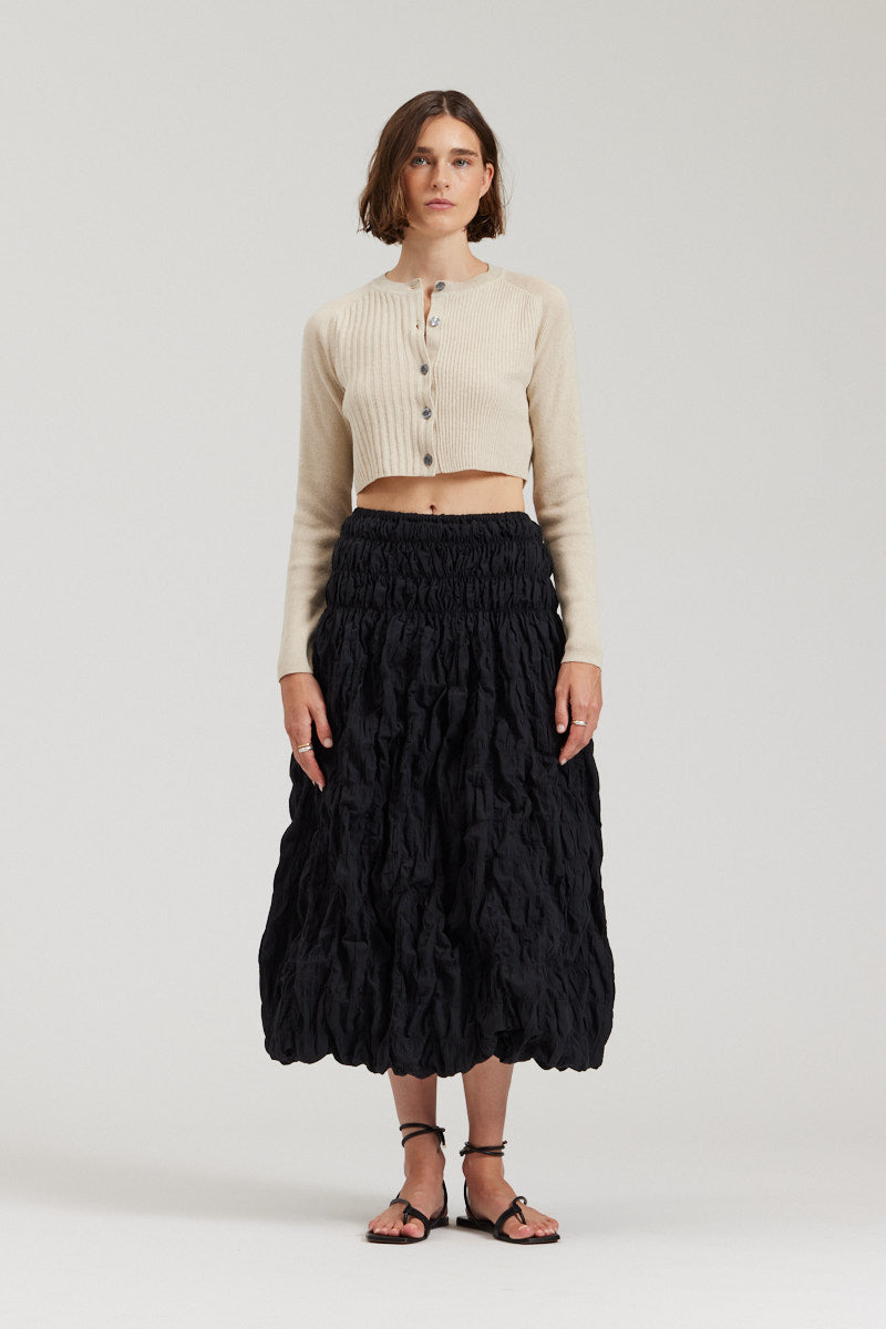 Cropped Rib Cardigan