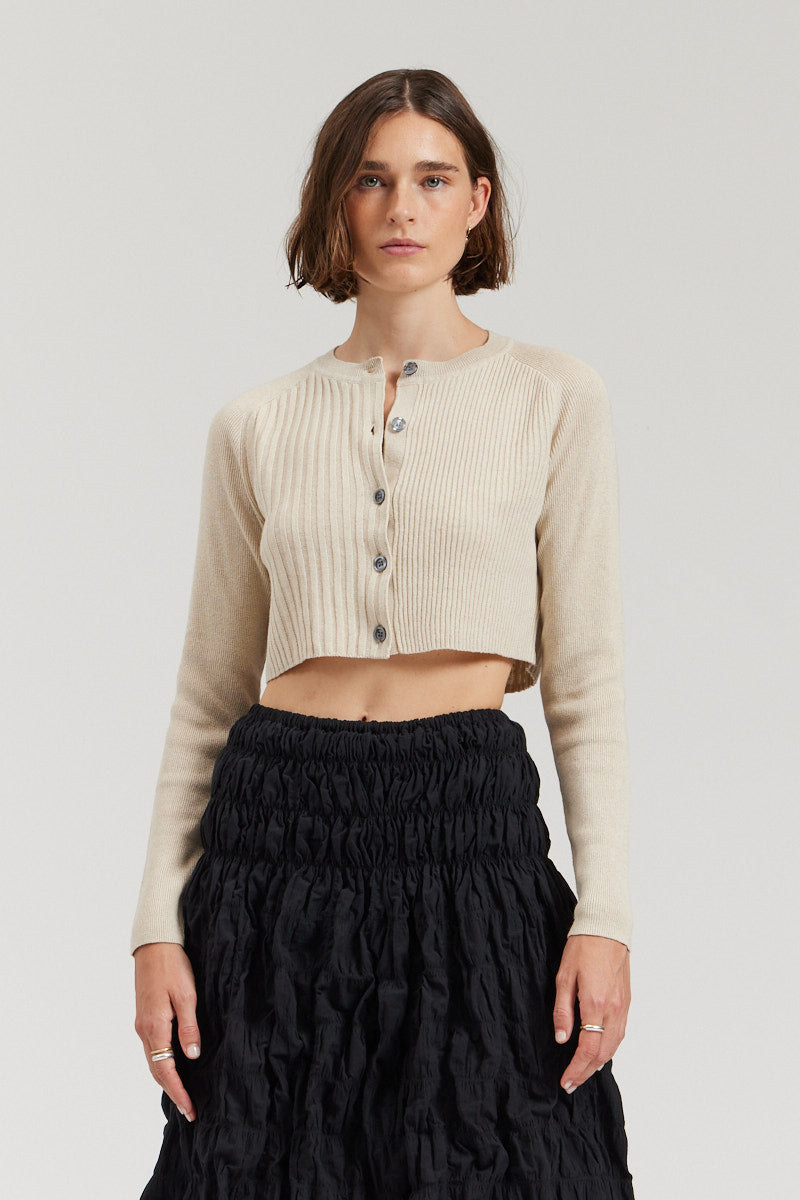 Cropped Rib Cardigan